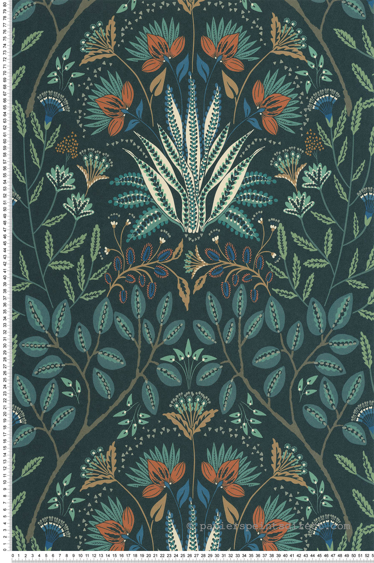 Papier peint Fleur Baroque Lords bleu paon - Derby de Casadéco | Réf. DERB89296821