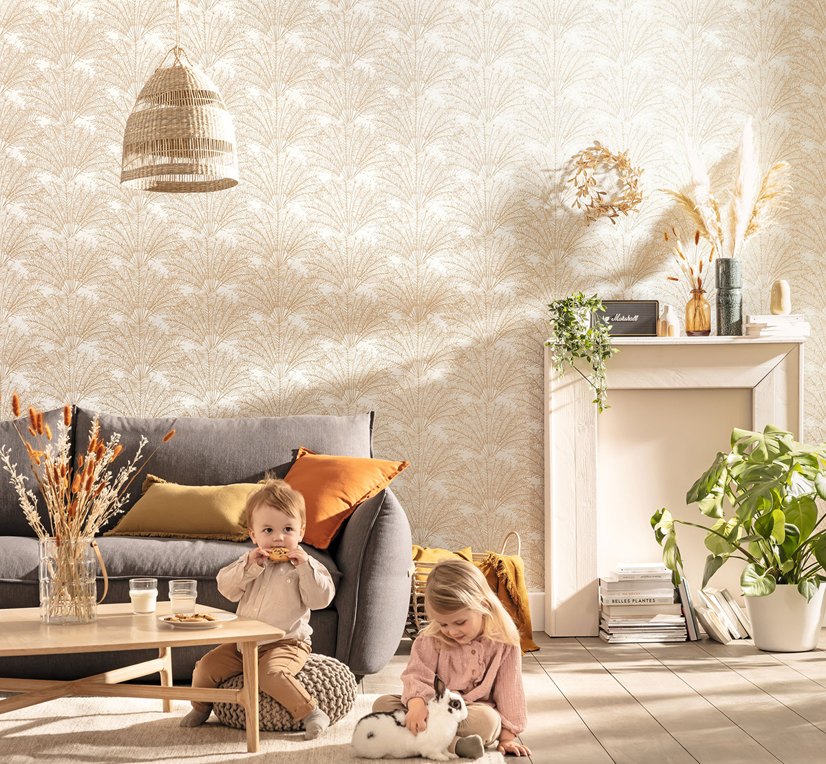 Papier peint Palmier Jardin d'Alhambra doré - Nos Gravures de Casélio | Réf. NGR103020248