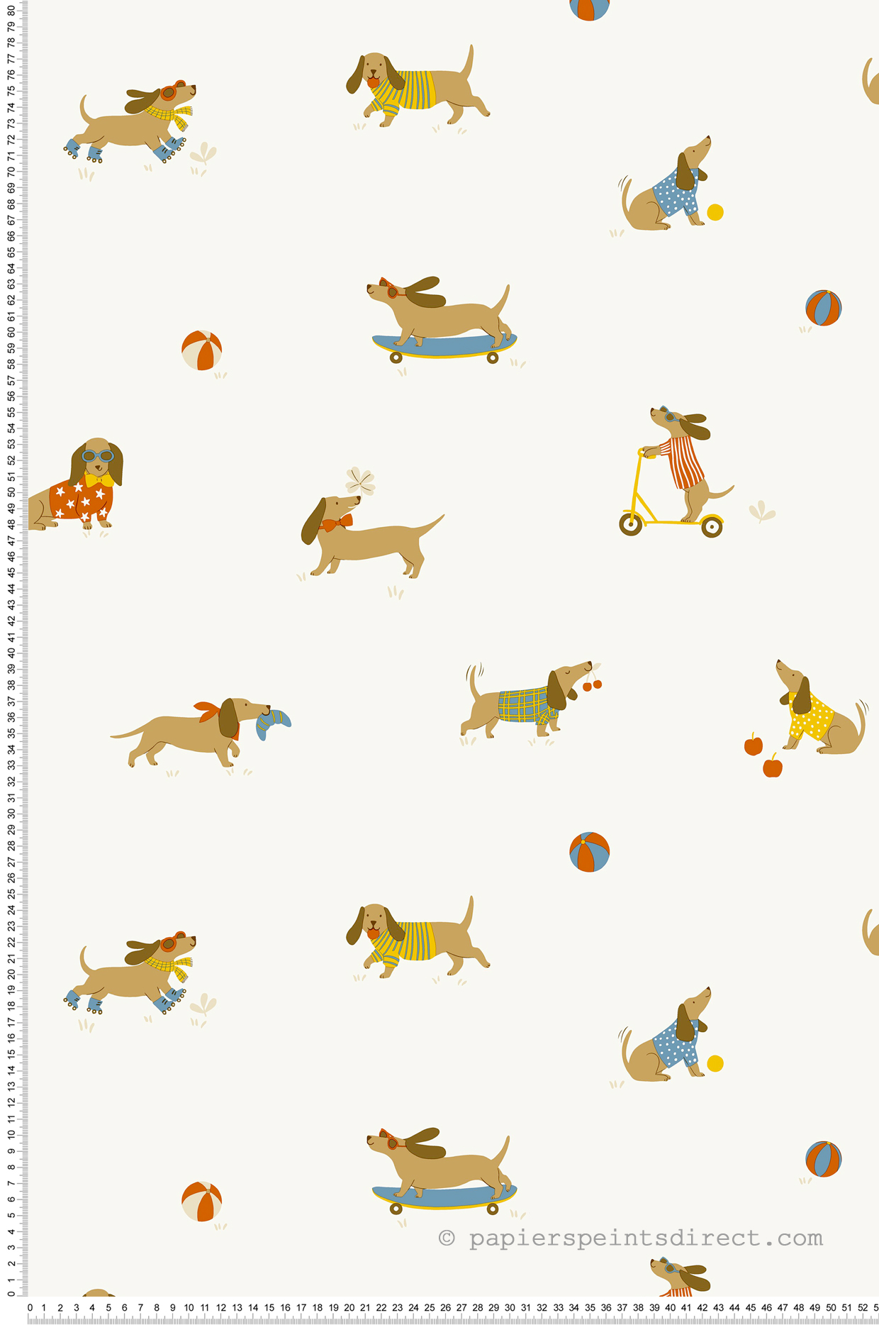 Papier peint Chien Teckel Enfant rouge bleu - Happy Kids Club de Casélio | Réf. HKC107680864