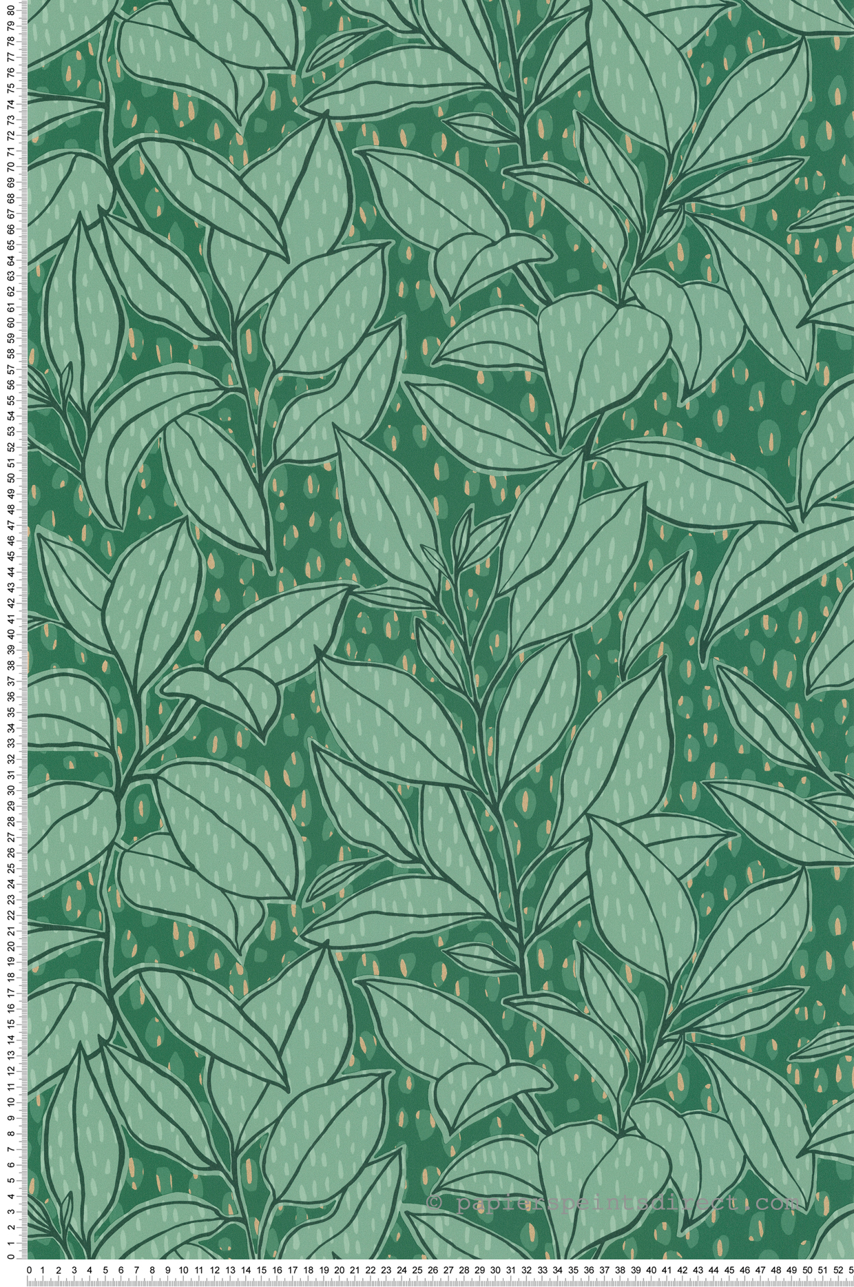 Papier peint Feuille de Ficus vert doré - Séjours & Chambres de Lutèce | Réf. LTC-51224504