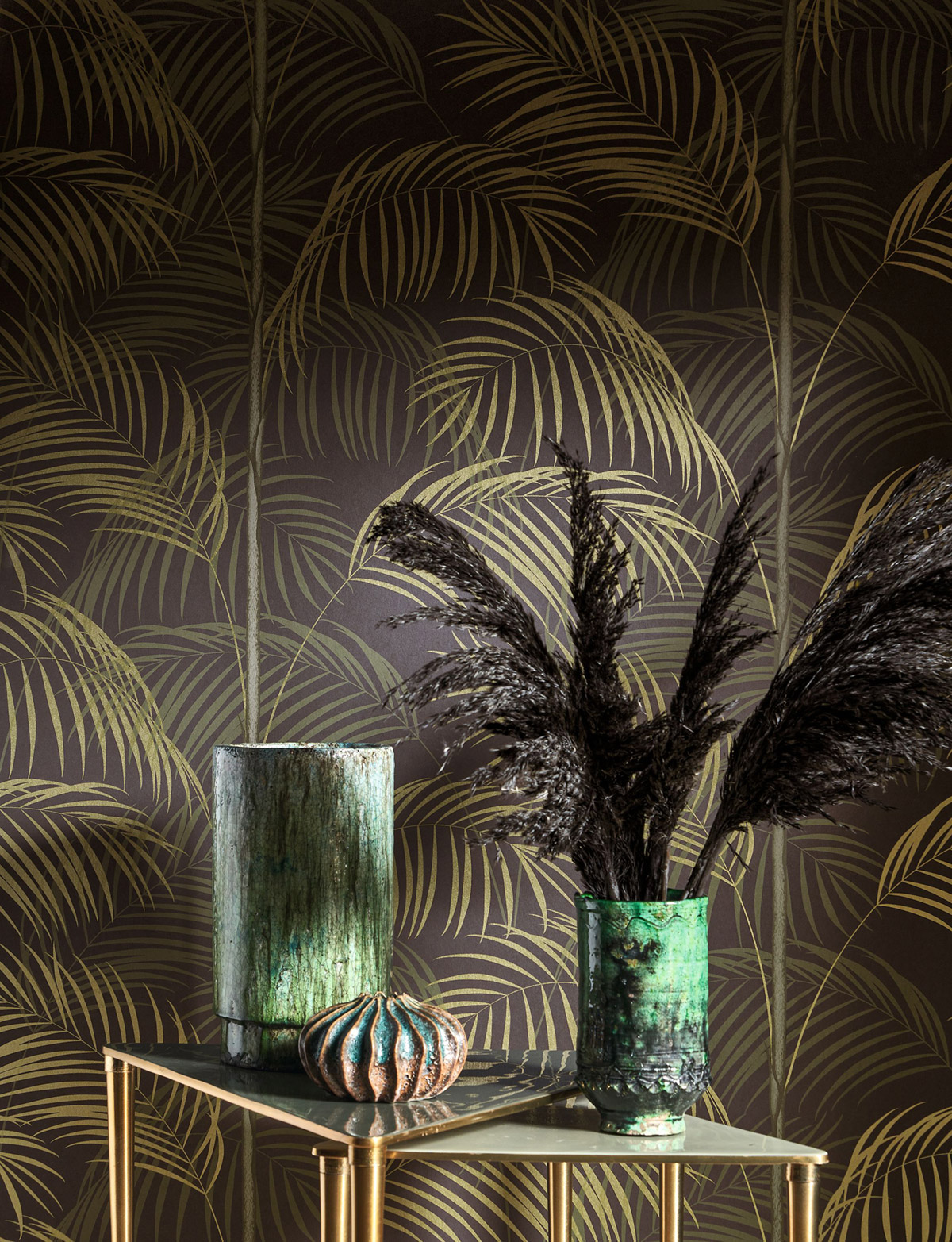 Papier peint Bambou le Tout Paris kaki irisé - Années Folles de Casadéco | Réf. ANFO201037599