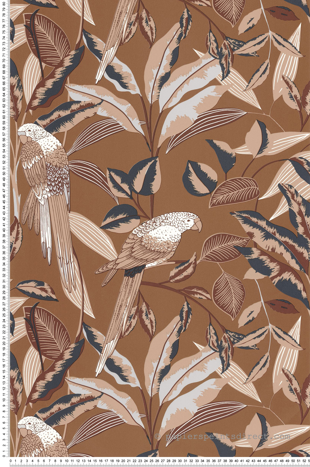 Papier peint Jungle Perroquet Gary caramel terracotta - Golden Age de Casélio | Réf. GAG103792903