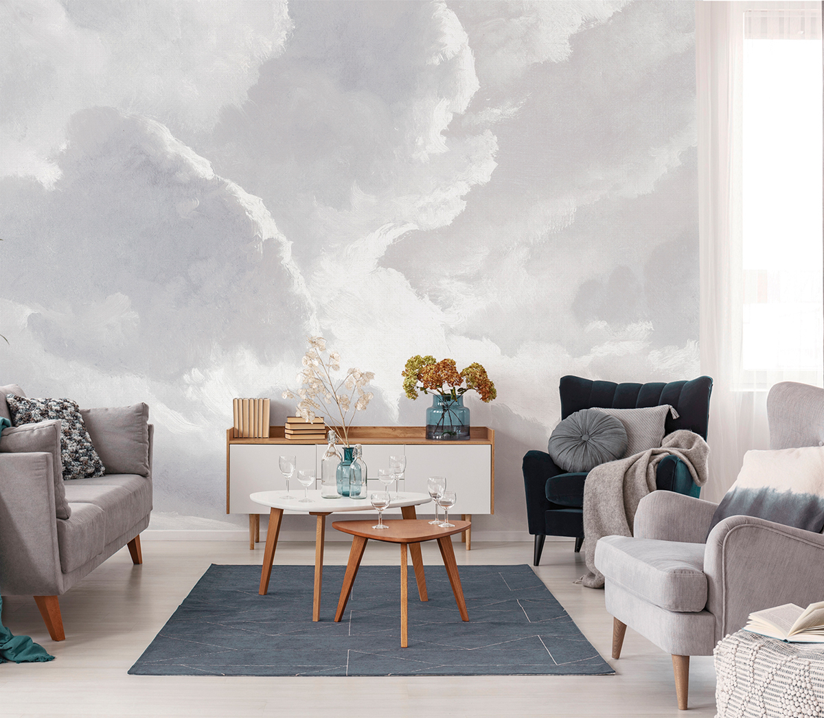 Papier peint panoramique Nuage Cloudy gris - Panorama 2 de Lutèce | Réf. LTC-PAN1713C