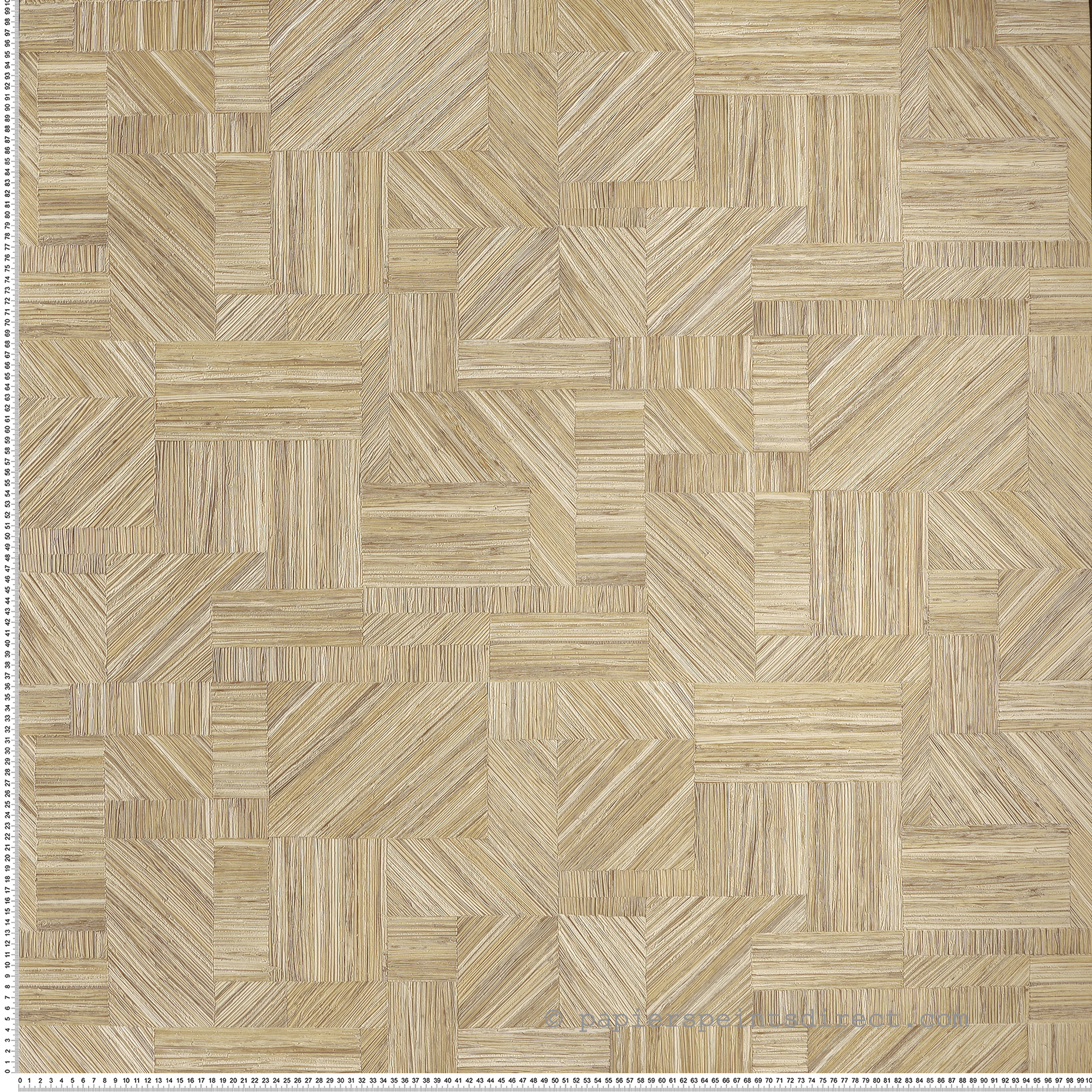 Papier peint Marqueterie Paille Imbrication beige - Nature sur Mesure de Casamance | Réf. CAS-76891732