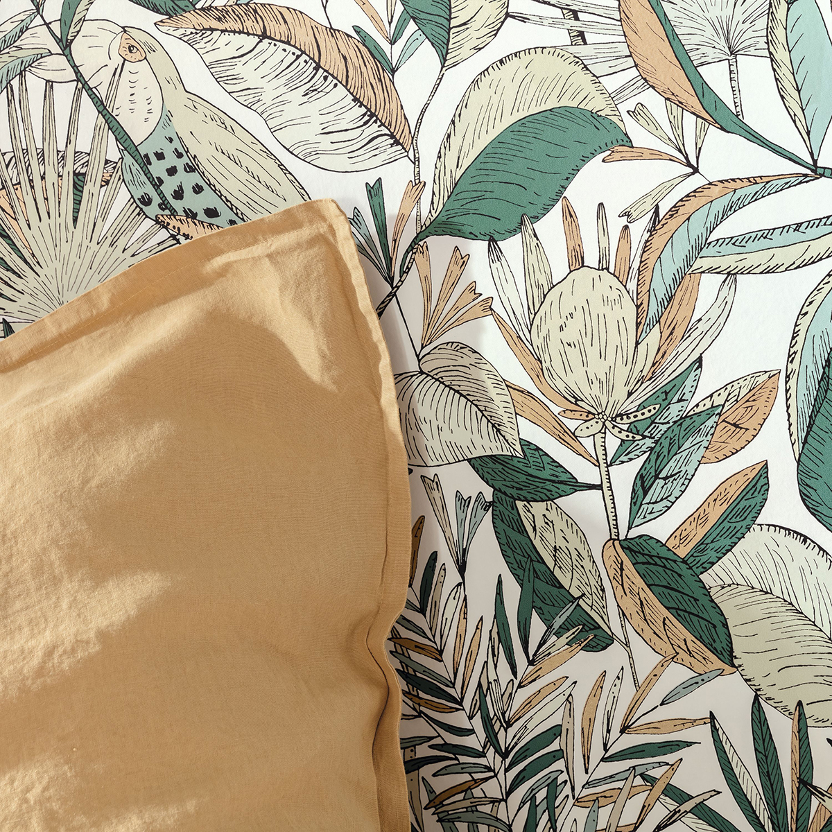 Papier peint Feuille Jardin de Bel Air vert doré - Nos Gravures de Casélio | Réf. NGR103017189