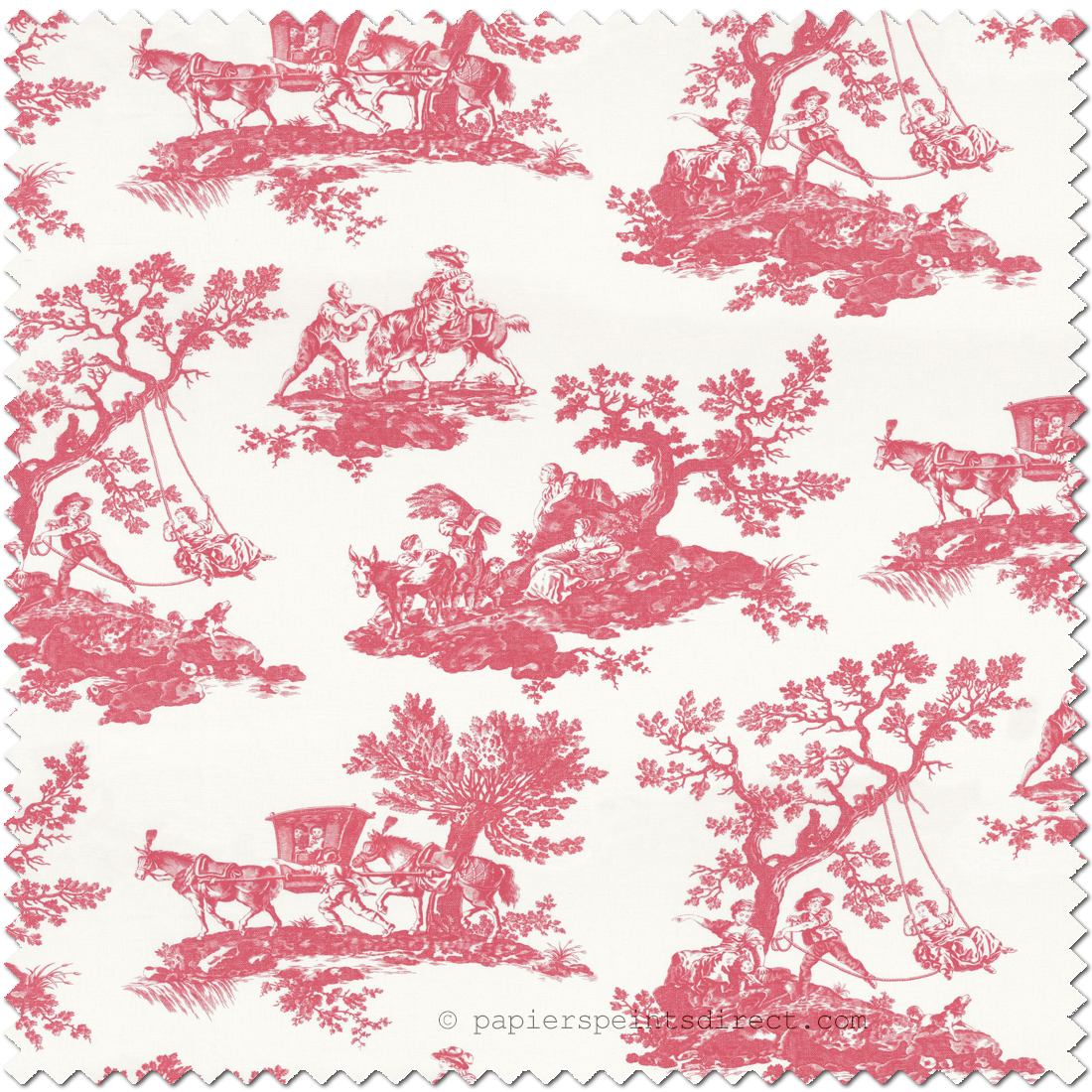 Tissu Classique Cadence rouge grenat - Les Belles Toiles de Jouy 2 de Casadéco | Ref. BTJD201778510
