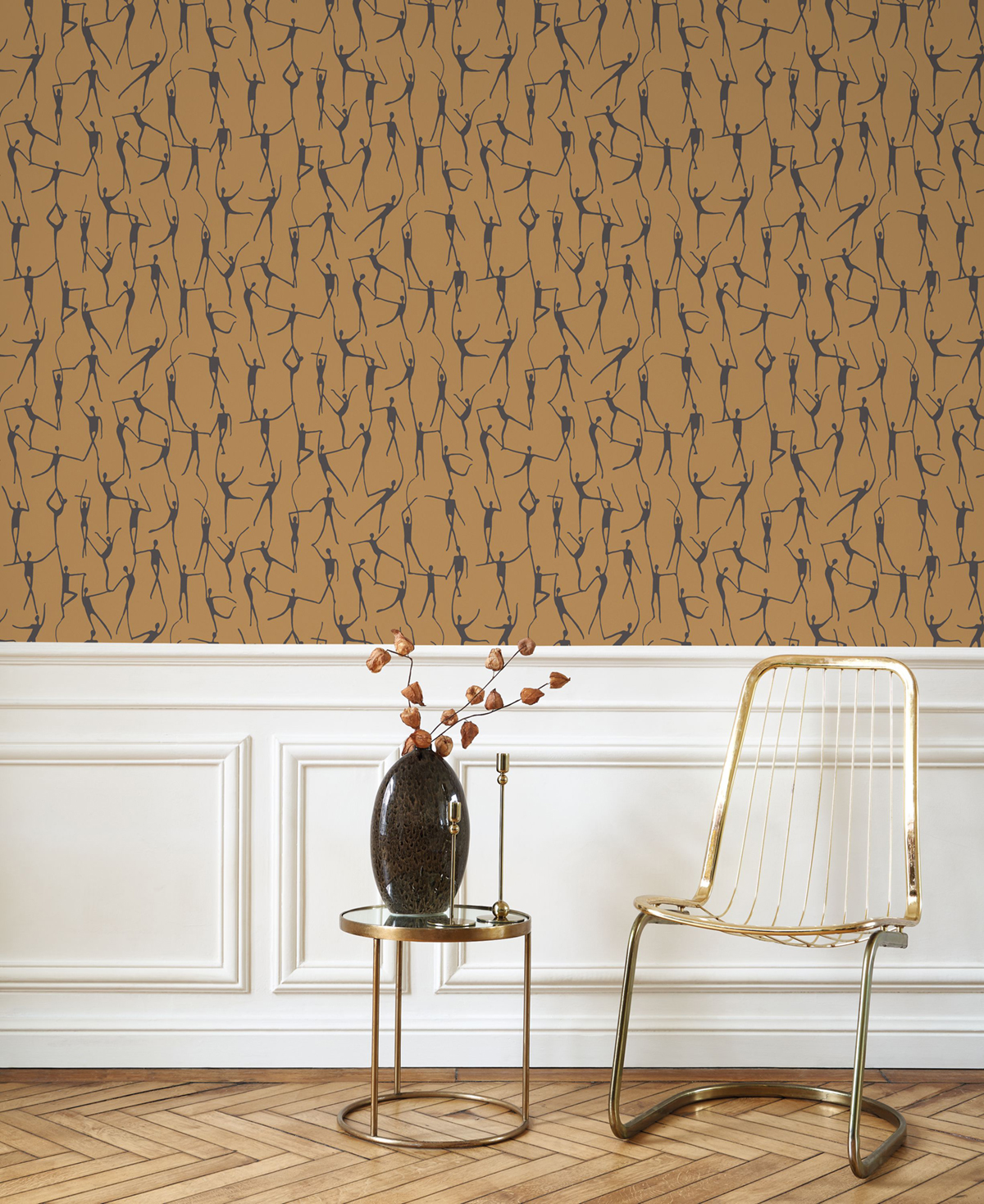 Papier peint Original Danse Alberto doré anthracite - Iconic de Casadéco | Réf. CONI88422525