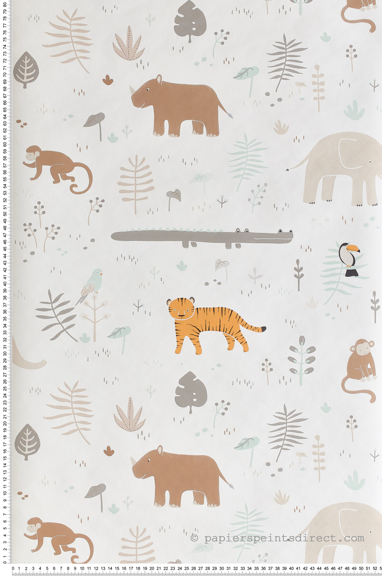 Papier peint enfant Animaux jungle beige bleu - Happy Dreams de Casadéco | Réf. HPDM82721205