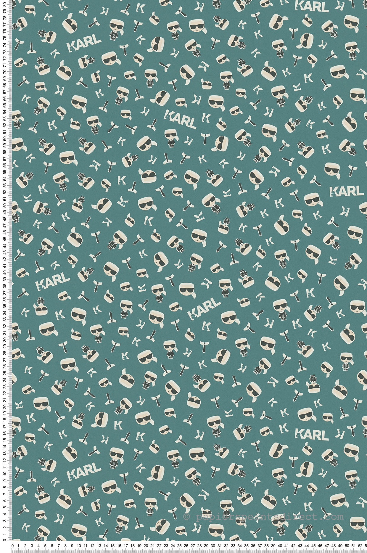 Papier peint Émoticône Karl Lindsey bleu canard - Karl Lagerfeld de Montecolino | Réf. MC-37843-6