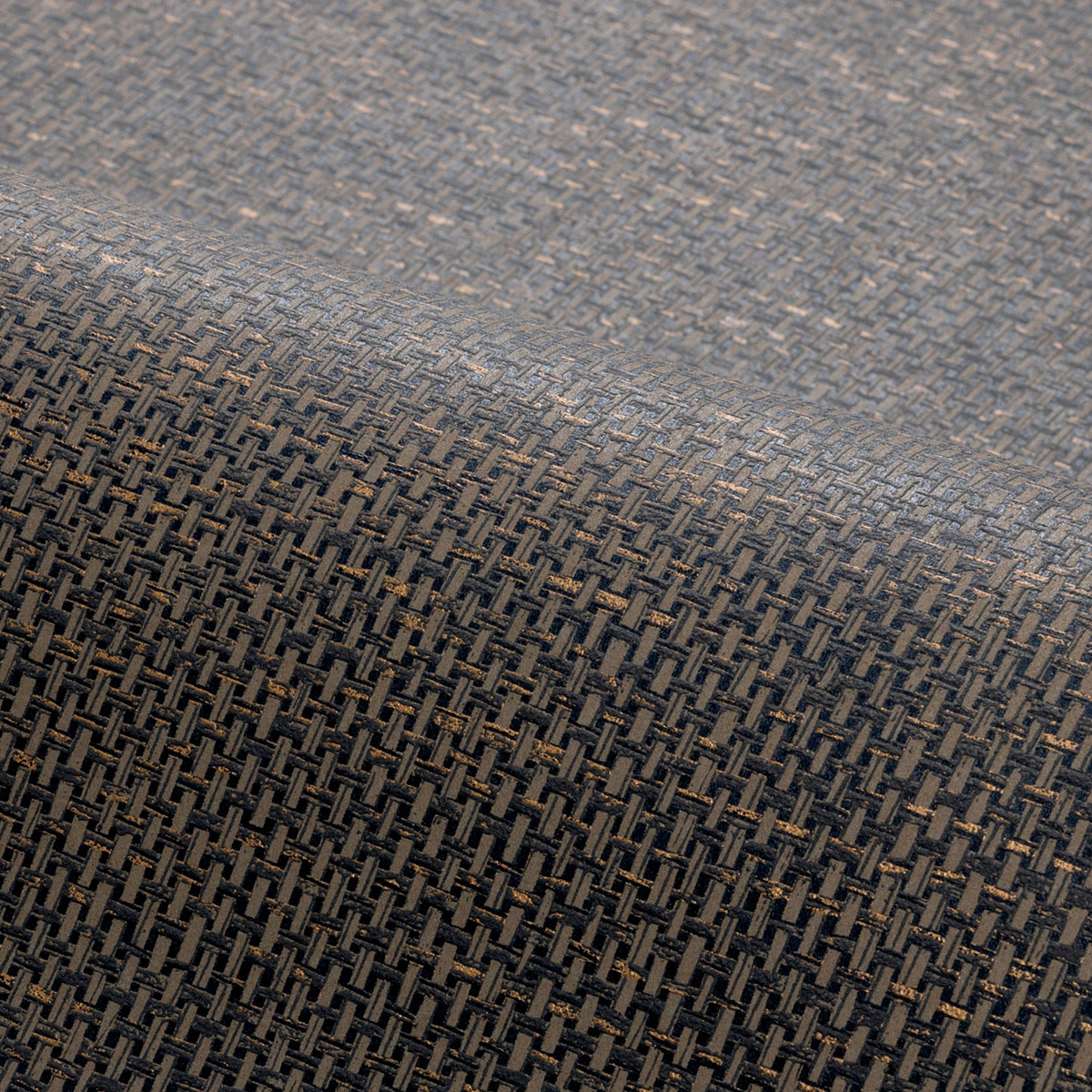 Papier peint Effet Toile Tissée Vannora chocolat doré - Tressora de Casamance | Réf. CAS-76922548