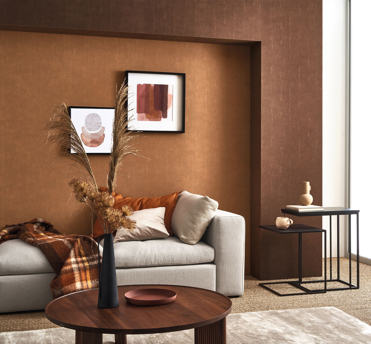Papier peint Uni Etamine brun cacao cuivré - Etamine de Casadéco | Réf. ETAM200252828