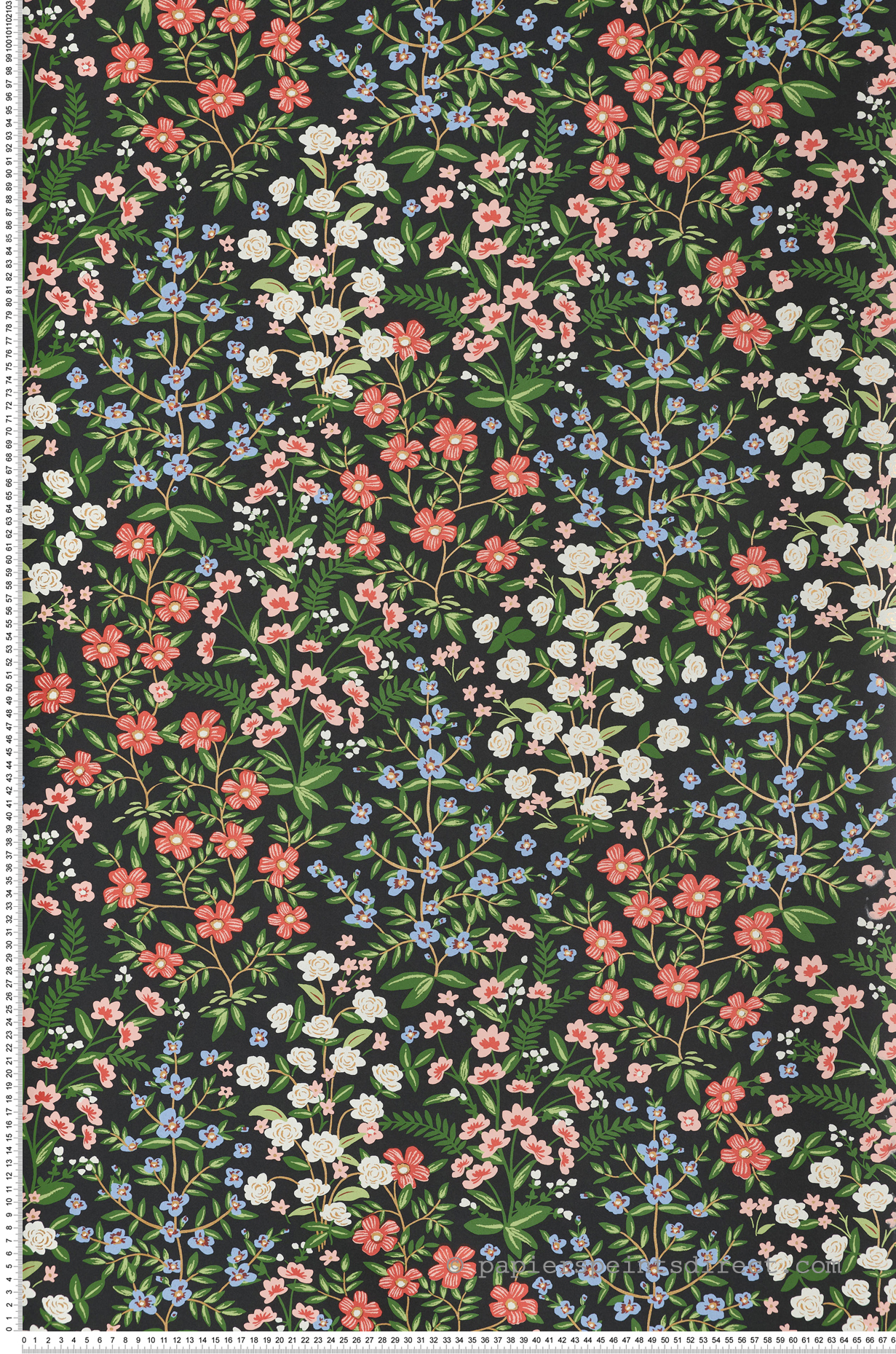 Papier peint Jardin Sauvage Fleuri multicolore noir - Rifle Paper Co. 2 de York (Initiales) | Réf. INI-RP7378