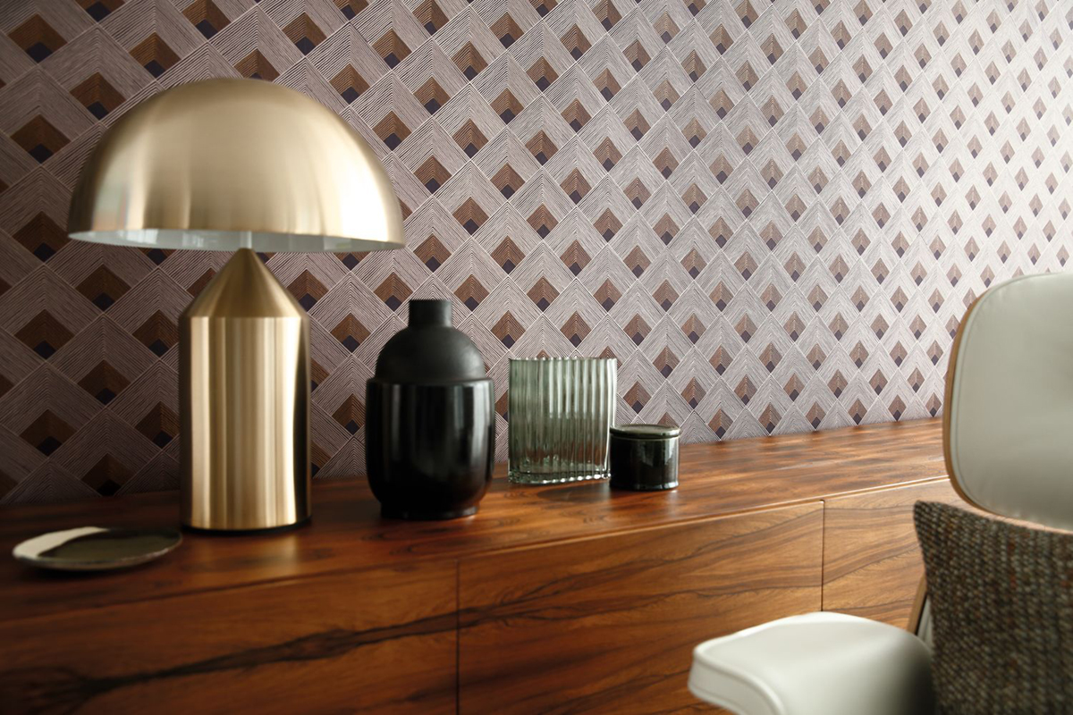 Papier peint géométrique ethnique Ondes Marine - Misura de Casamance AMB3 | Réf. CAS-74471132