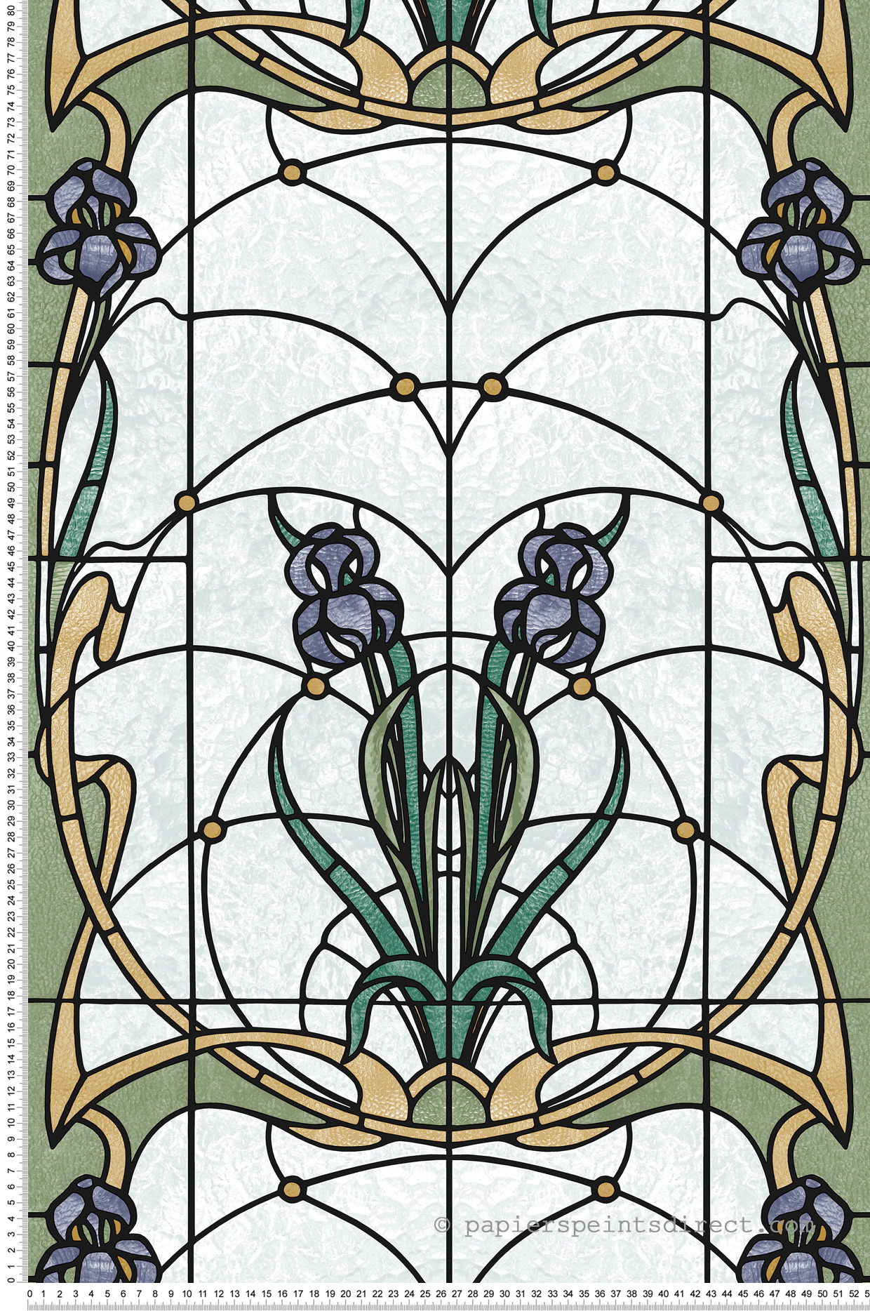 Papier Peint Vitrail Fleur mauve vert - Artifice d'Ugépa | Réf. UGP-M79306