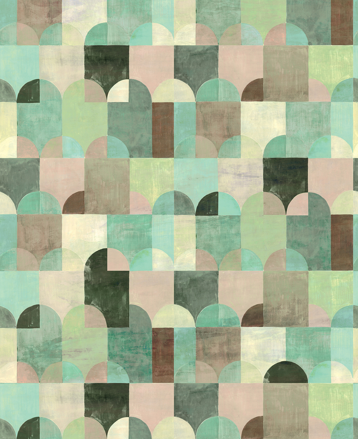 Papier peint panoramique Art Déco Arc turquoise - A et B H260 - Wall Designs IV de Masureel | Réf. MAS-DG4ILA205X-260