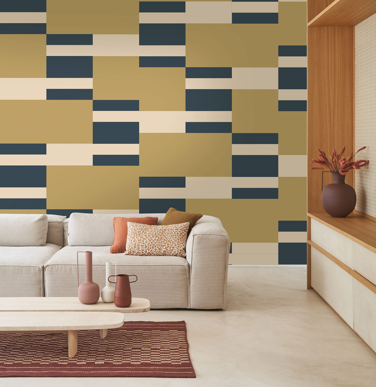 Papier peint Géométrie Mix ocre vert - Color Game de Casadéco | Réf. GAME200667447