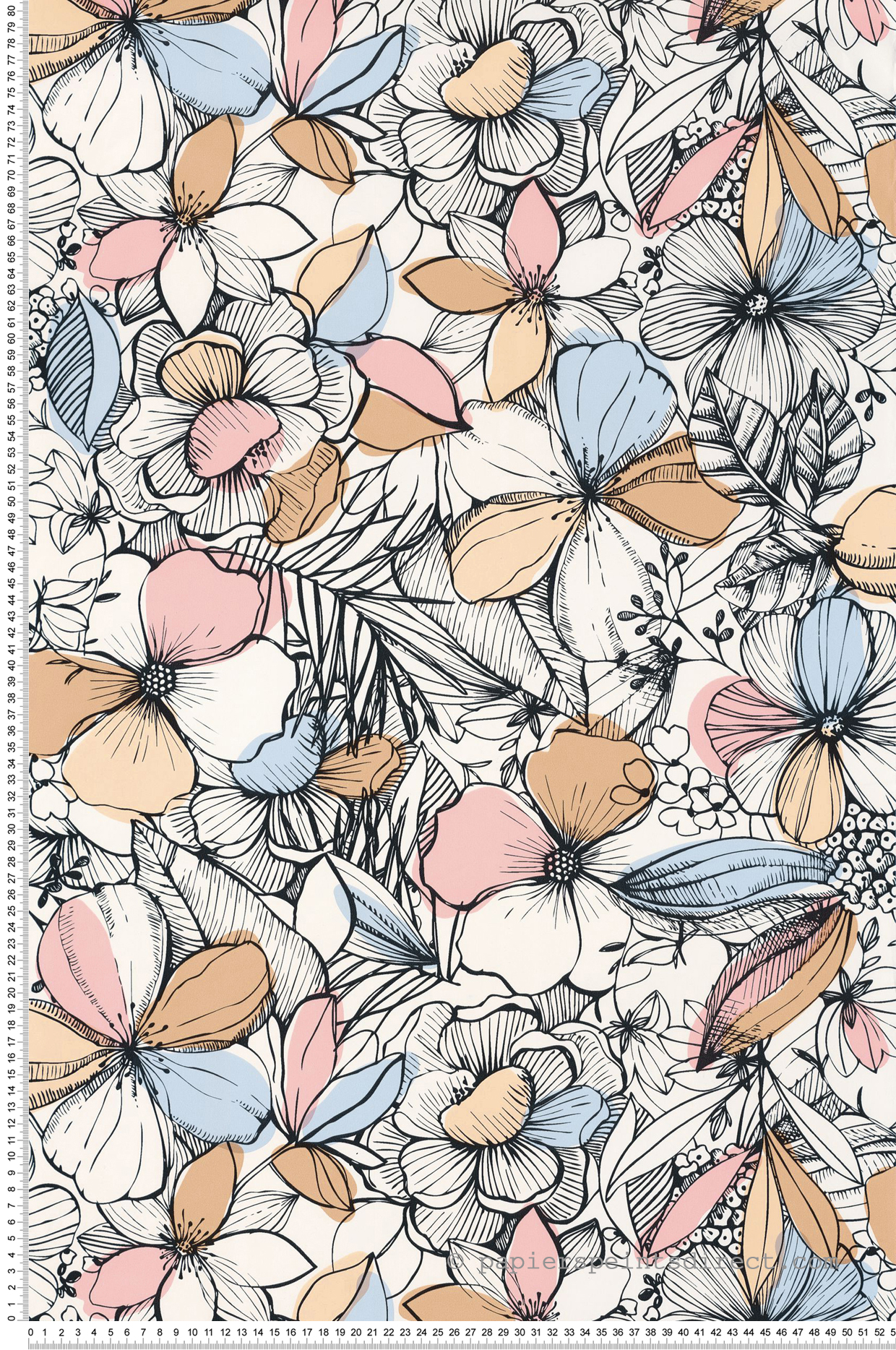 Papier peint Fleurs California Dreaming bleu rose - Young & Free de Casélio | Réf. YNF103384020