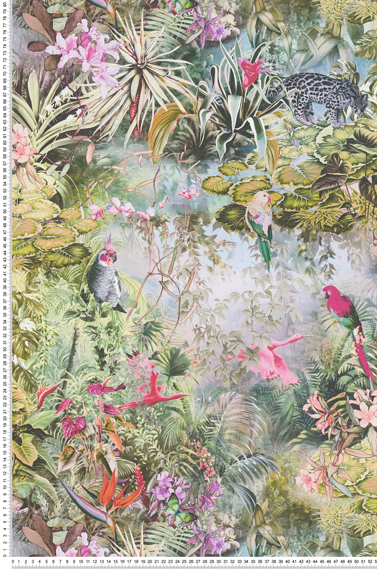 Papier peint Jardin et Perroquet vert et violet - Dream Flowery de Architects Paper | Réf. 38179-3