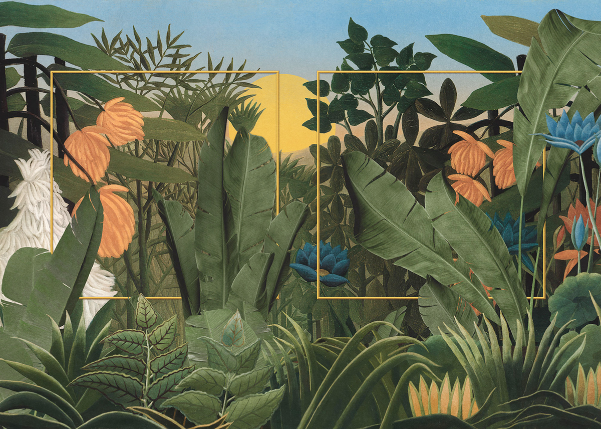 Papier peint panoramique Jungle Cadre Rousseau Remix - Papier peint Komar Flair