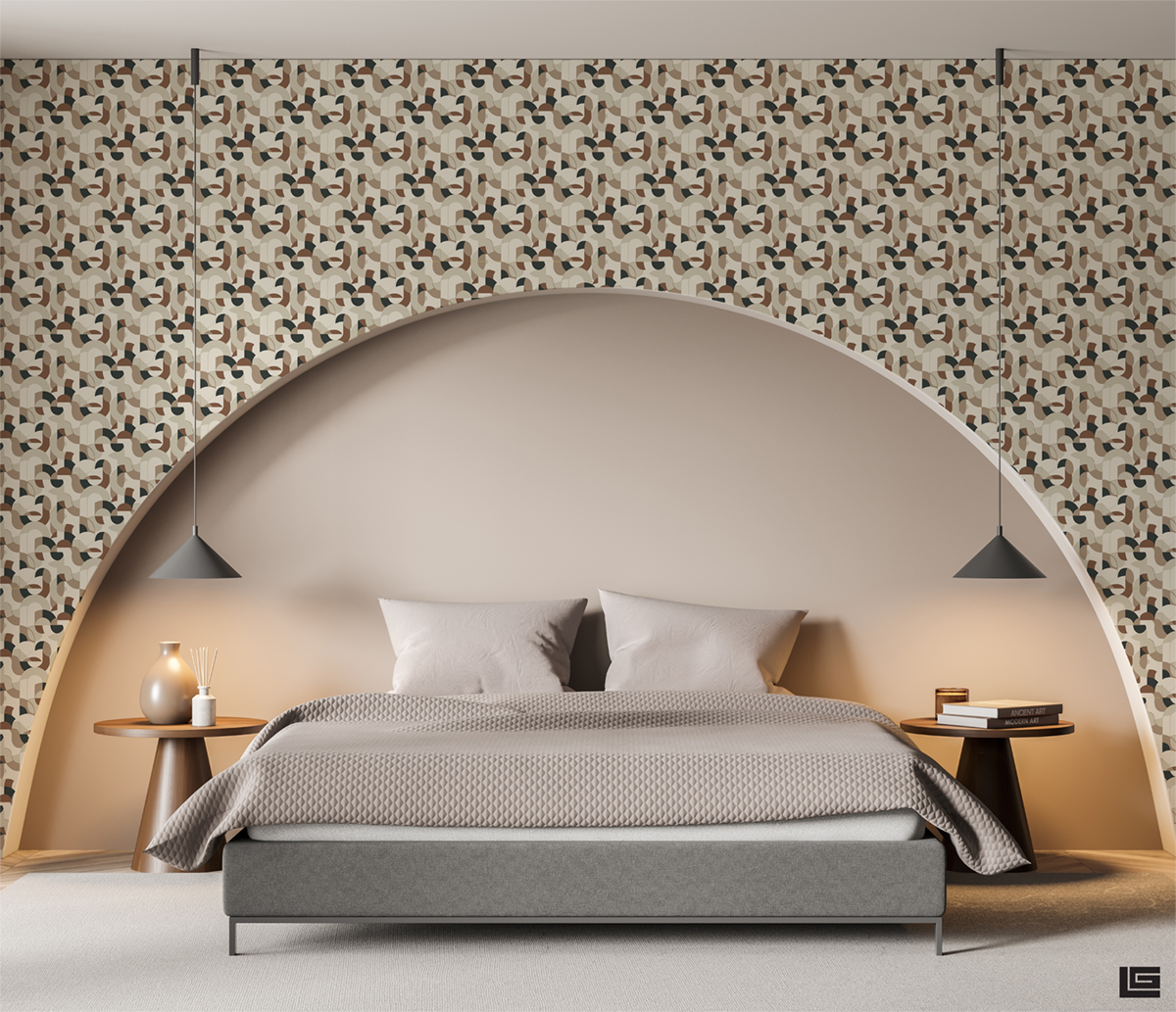 Papier peint Géométrique Vintage beige marron - Guy Laroche de Lutèce | Réf. LTC-51246406