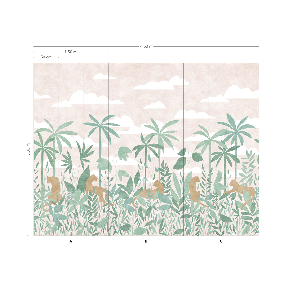 Papier peint panoramique Paradis des Tigres Jour A+B+C - 1/2/3/4/5/6/7/8/9 - Isidore Leroy AMB