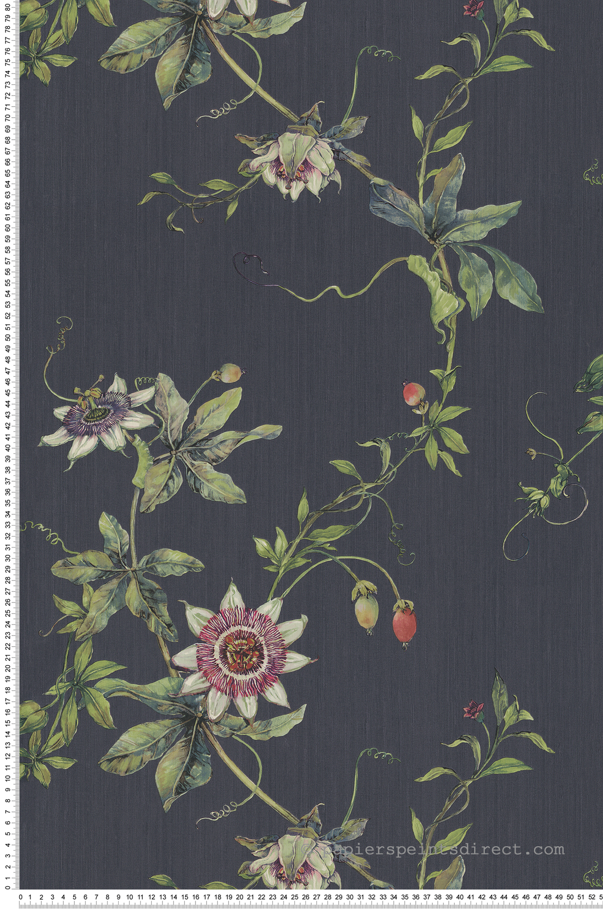 Papier peint Fleur Passiflore bleu nuit - Lovy de Lutèce | Réf. LTC-LOV901