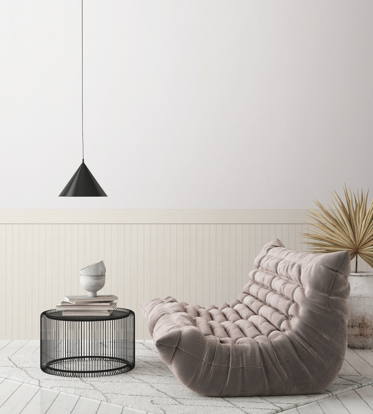 Papier peint Soubassement Tasseau Bois blanc gris - Wallpanel d'A.S. Création AMB3 | Réf. AS-397443