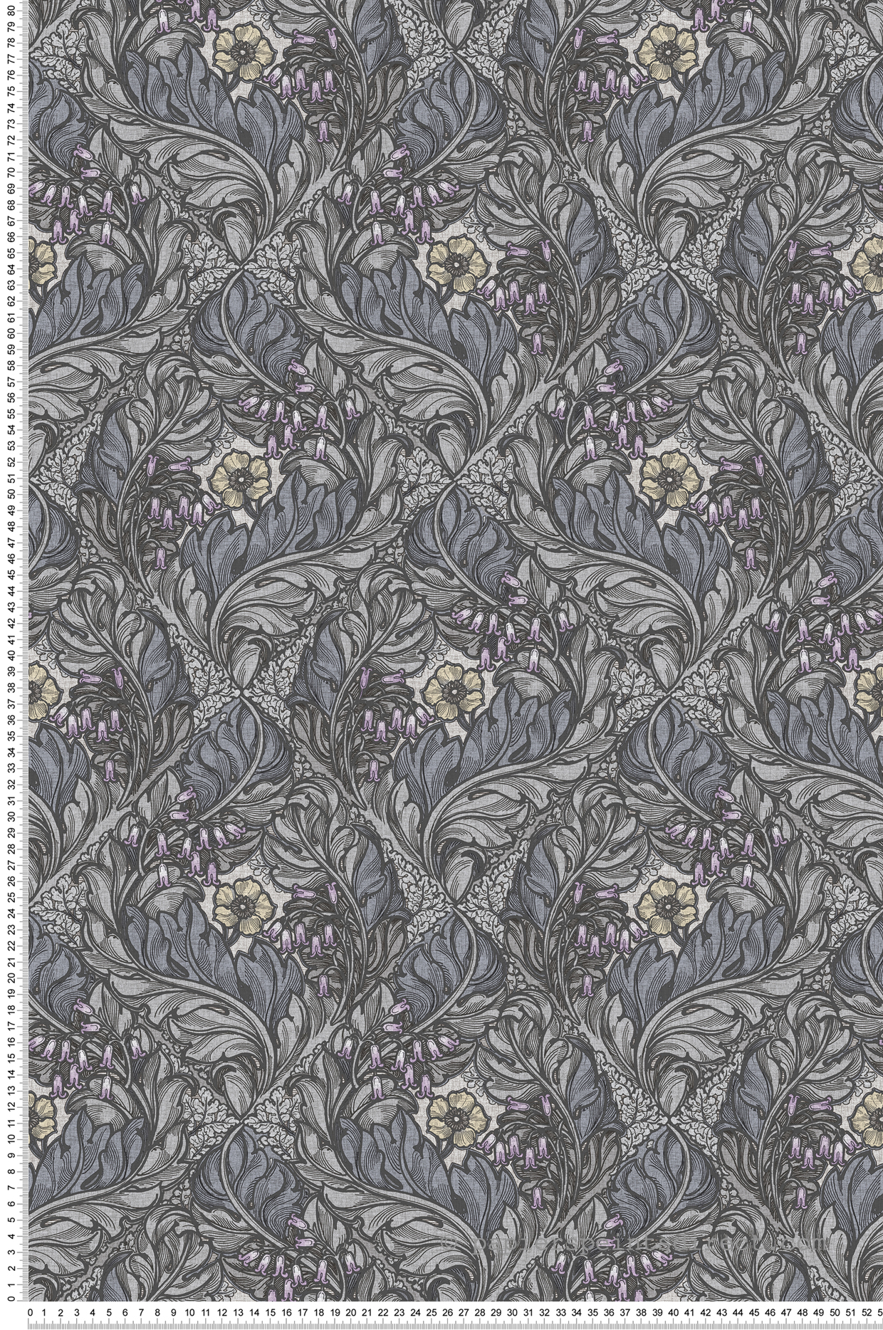 Papier peint Losange Fleuri gris bleuté - The Wall Llewelyn-Bowen de Lutèce | Réf. LTC-LB25100