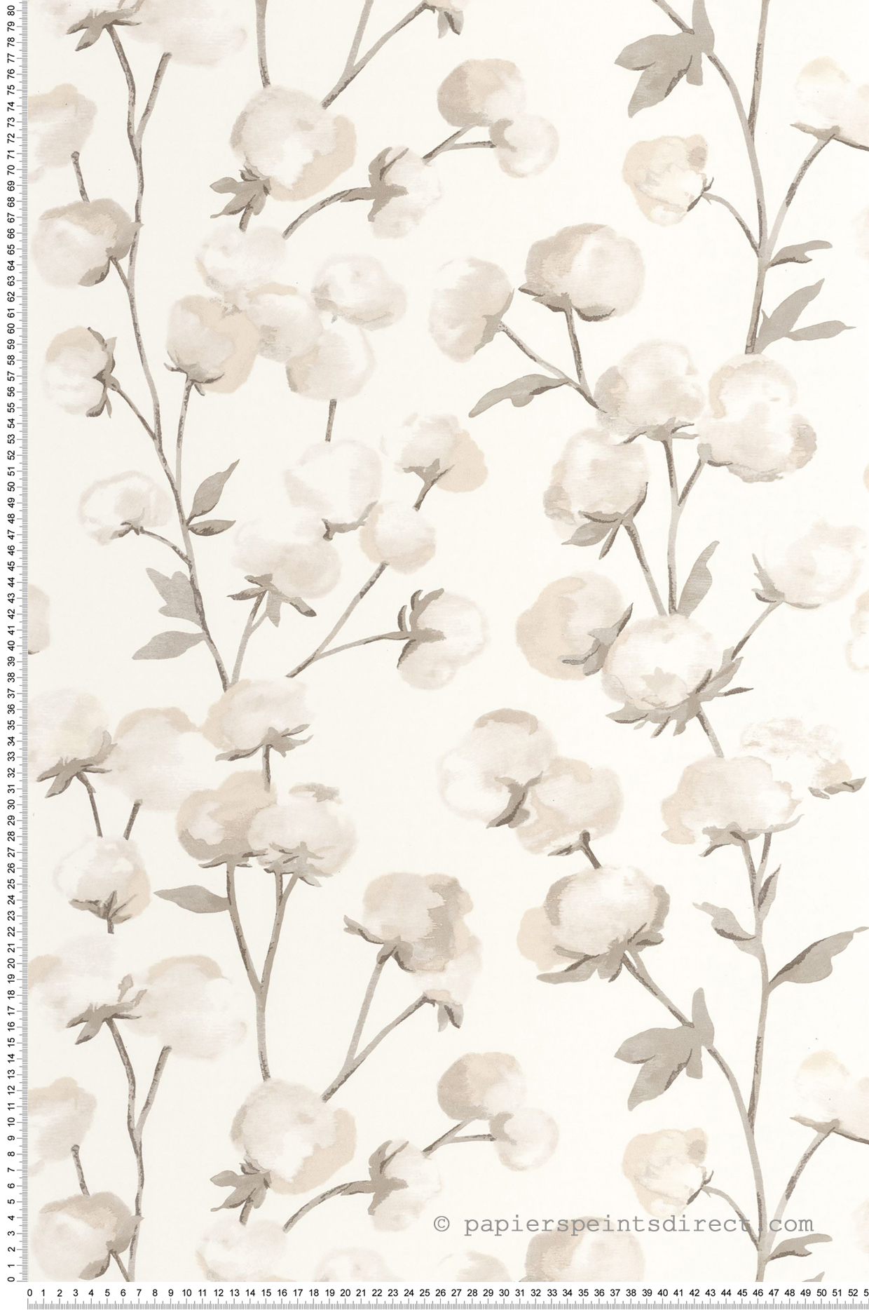 Papier peint Fleur de Coton beige ficelle - Soliflore de Casadéco | Réf. SOLI200291111