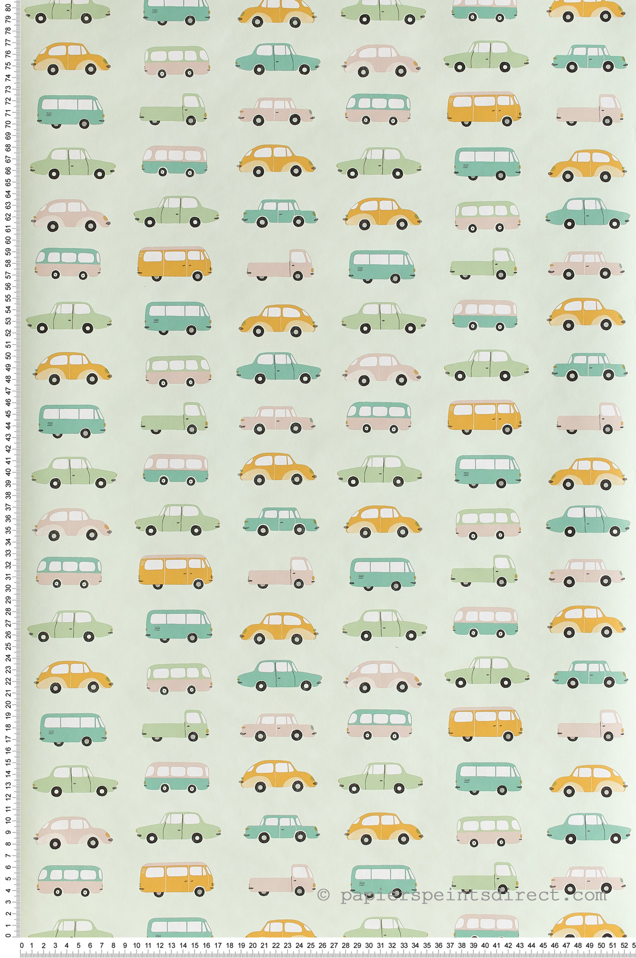 Papier peint enfant Voitures vintage Allover vert - Happy Dreams de Casadéco | Réf. HPDM82767315