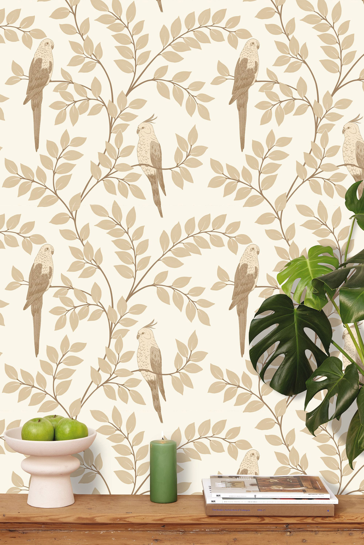 Papier peint Oiseau Jungle Equateur beige - Borneo de Casélio | Réf. BORN106521000