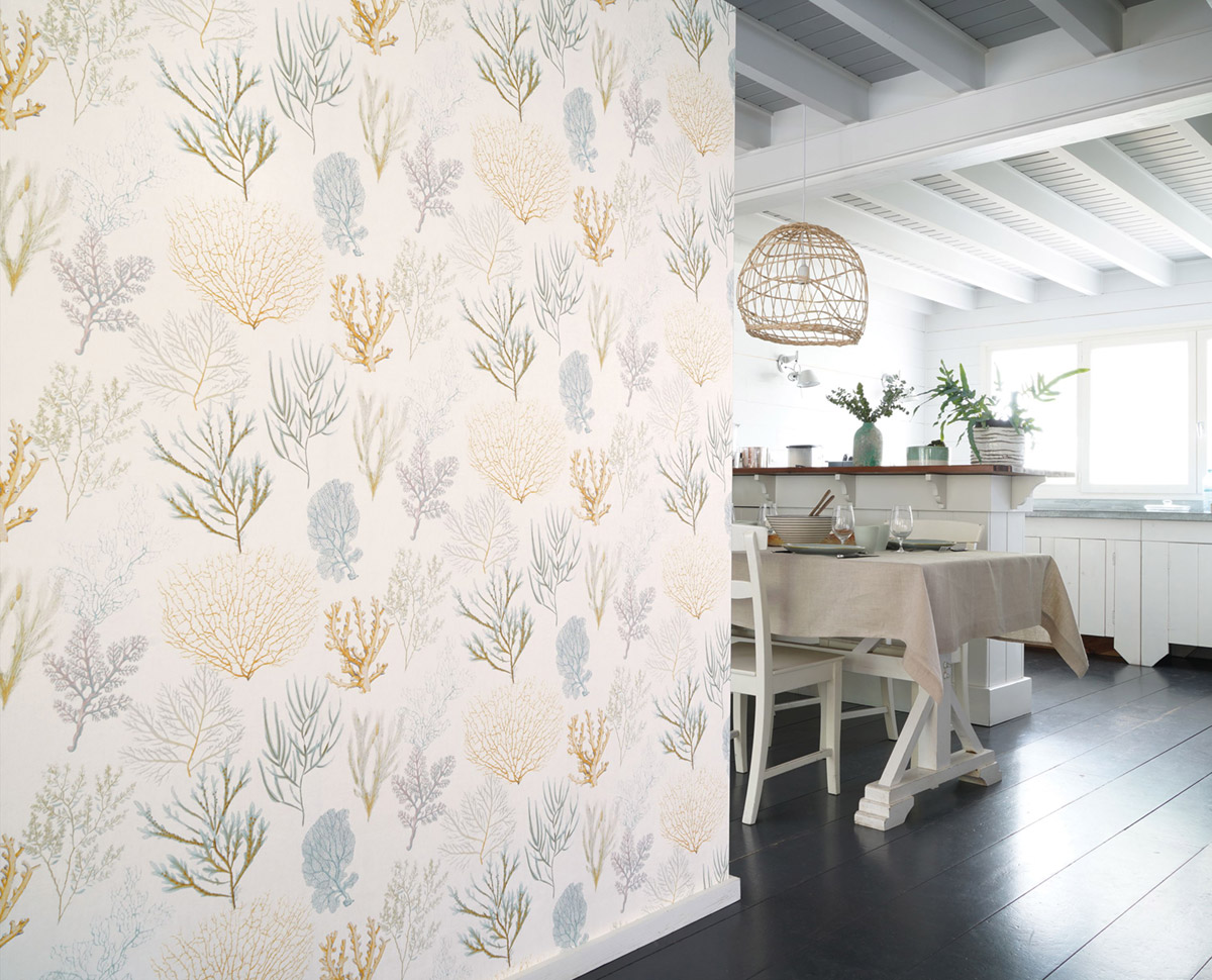 Papier peint Marin Corail jaune - Seaside de Casadéco | Réf. SEAS83972127