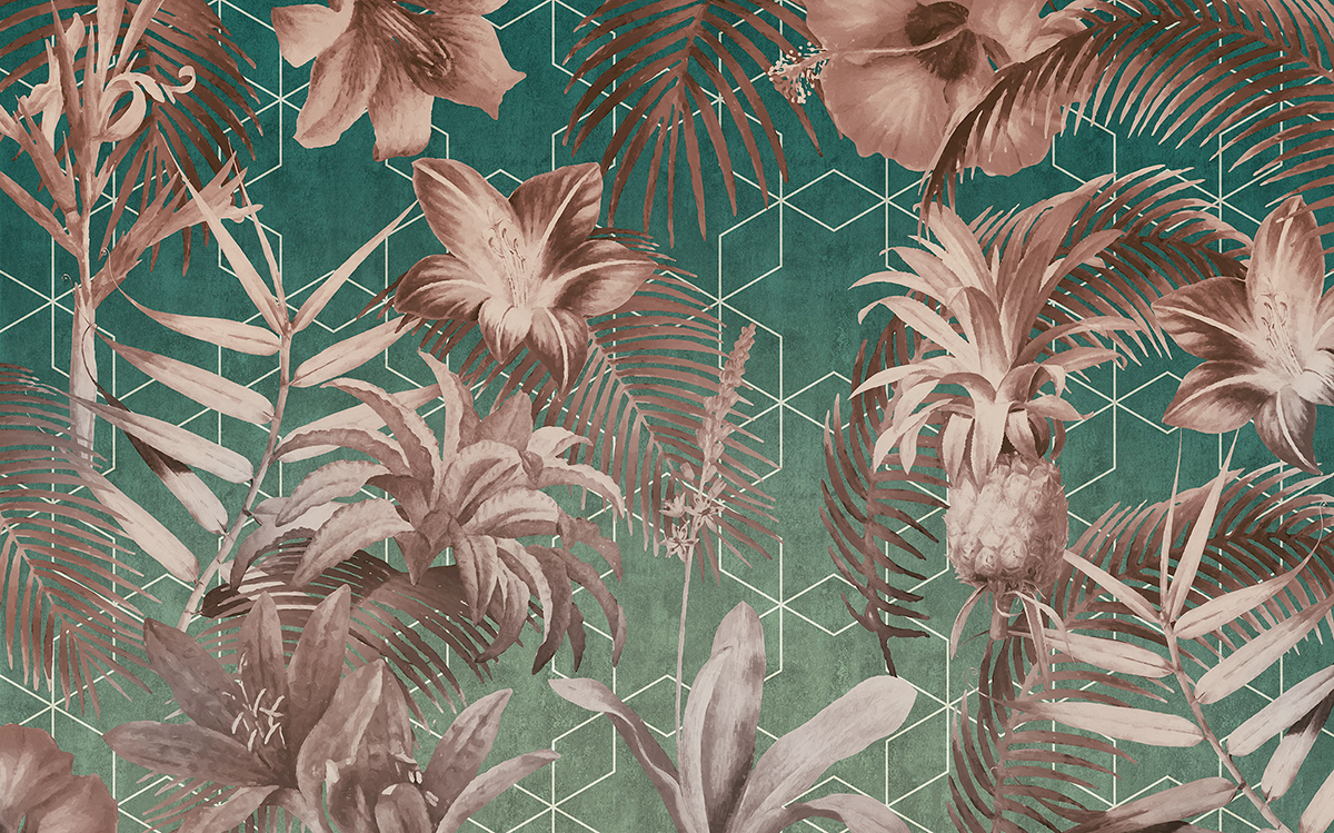 Papier peint panoramique Géométrique et Palmiers - Papier peint Komar Le Jardin