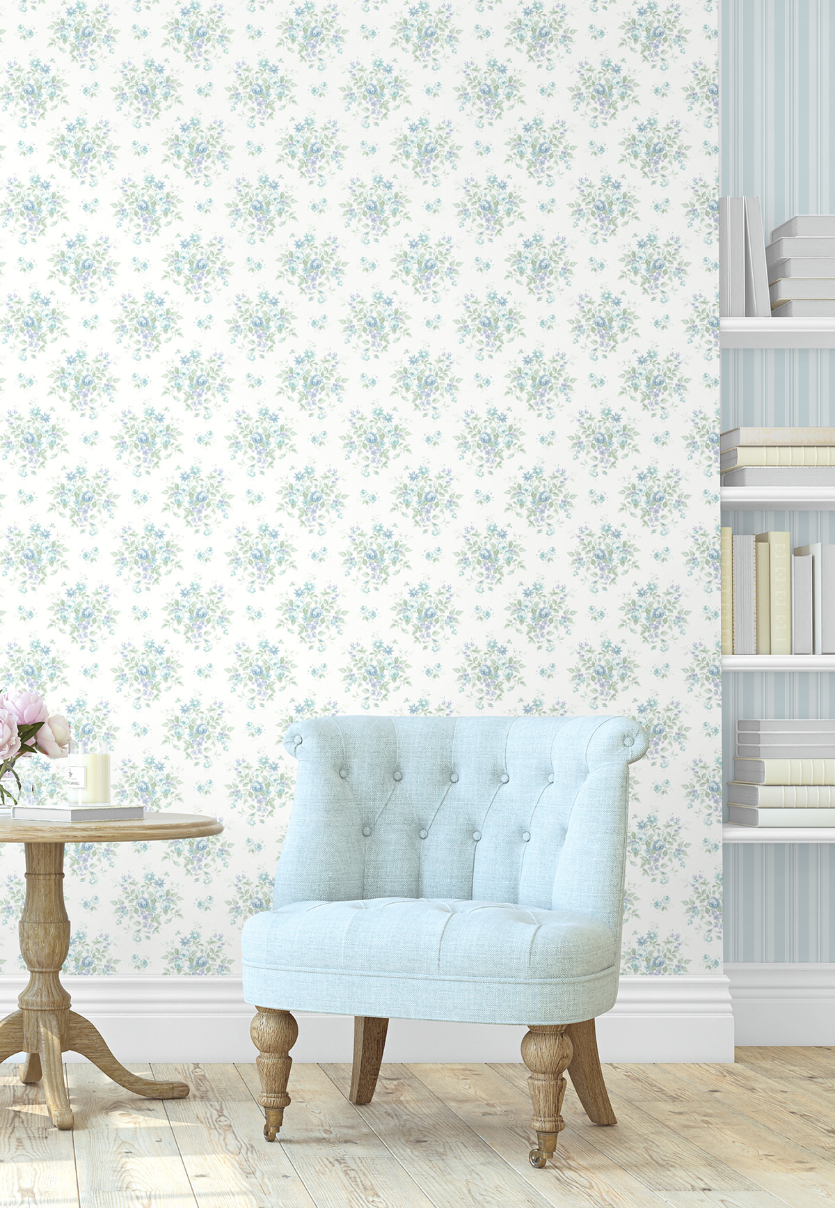 Papier peint Bouquet Fleurs bleu - Alice et Rose de Lutèce | Réf. LTC-VI81402