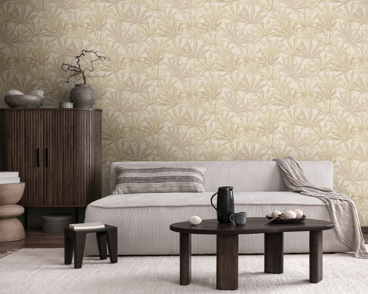 Papier peint Feuilles Sauvages beige sable - Metropolis Michalsky 6 de Livingwalls | Réf. AS-399843
