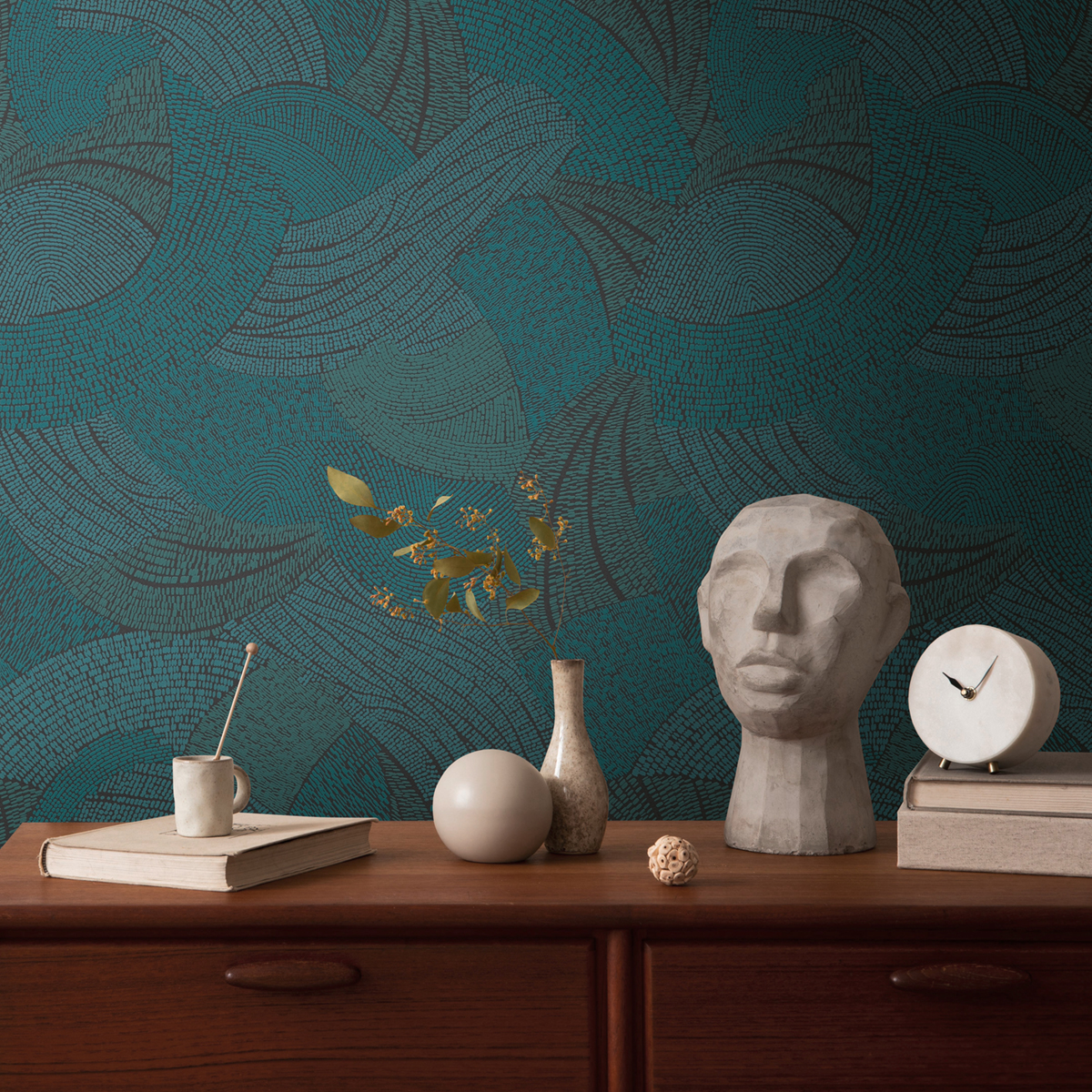 Papier peint Vagues Féériques bleu canard - French Affair d'A.S. Création AMB3 | Réf. AS-399353