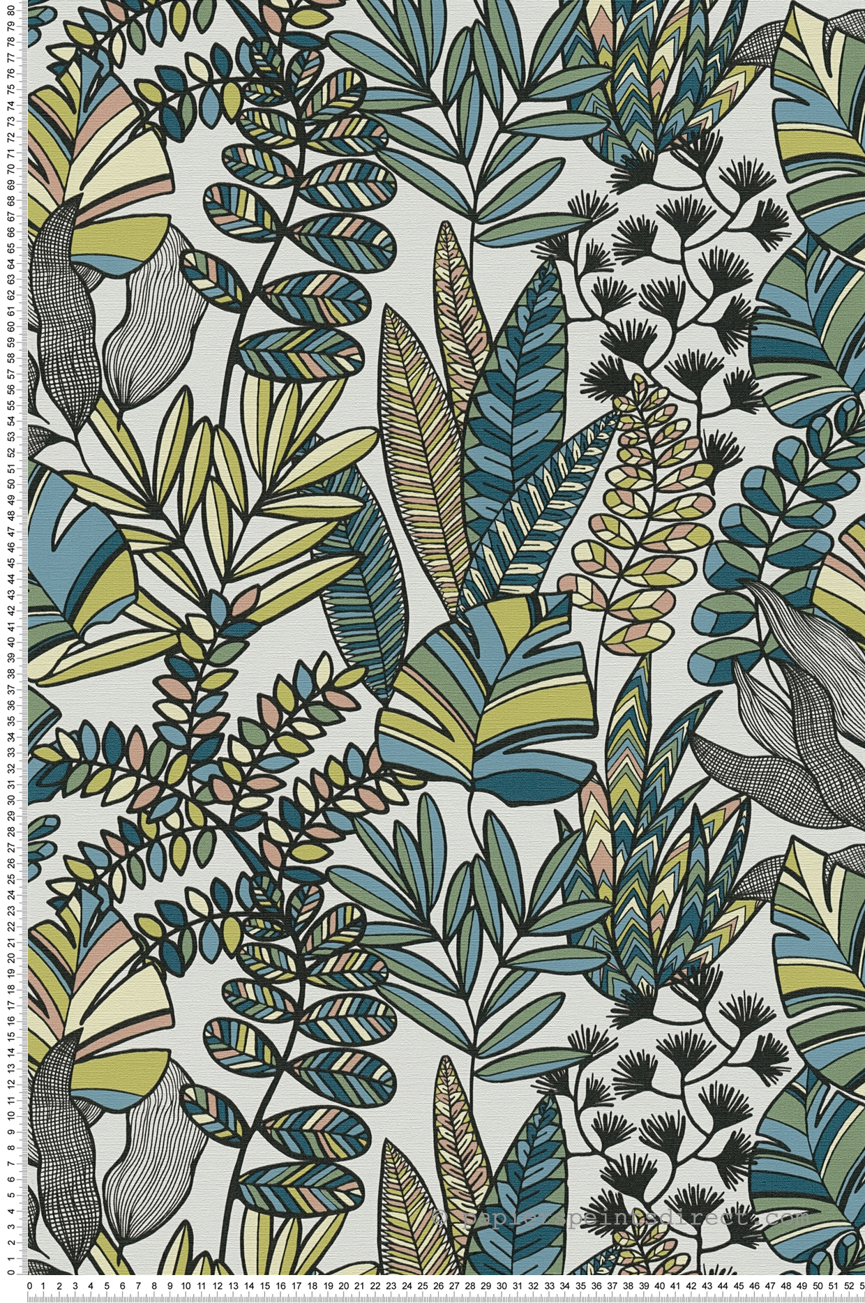 Papier peint Feuillage Arty bleu vert - Antigua d'A.S. Création | Réf. SP15947