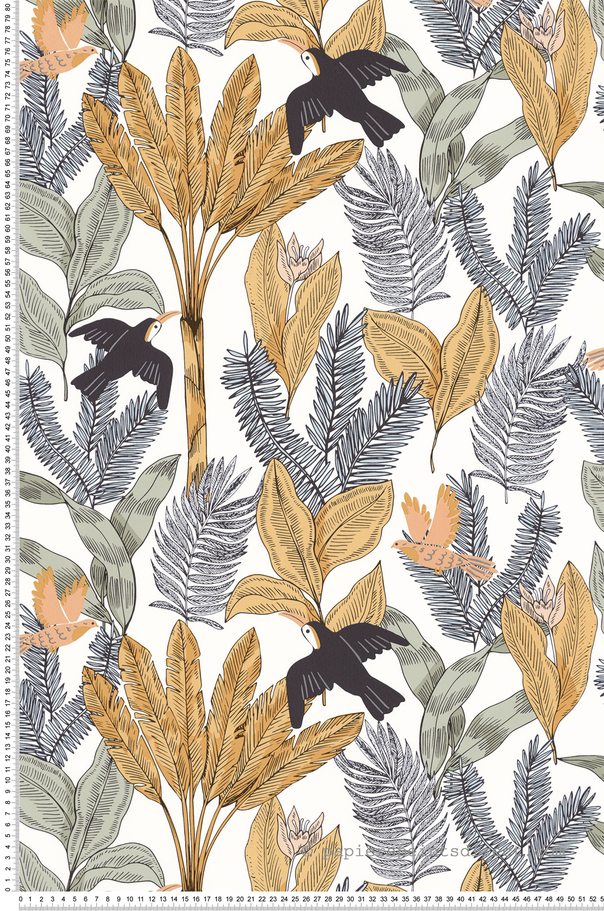 Papier peint Jungle Oiseau Explorer ocre - Autour du Monde de Casélio | Réf. ADM103497032