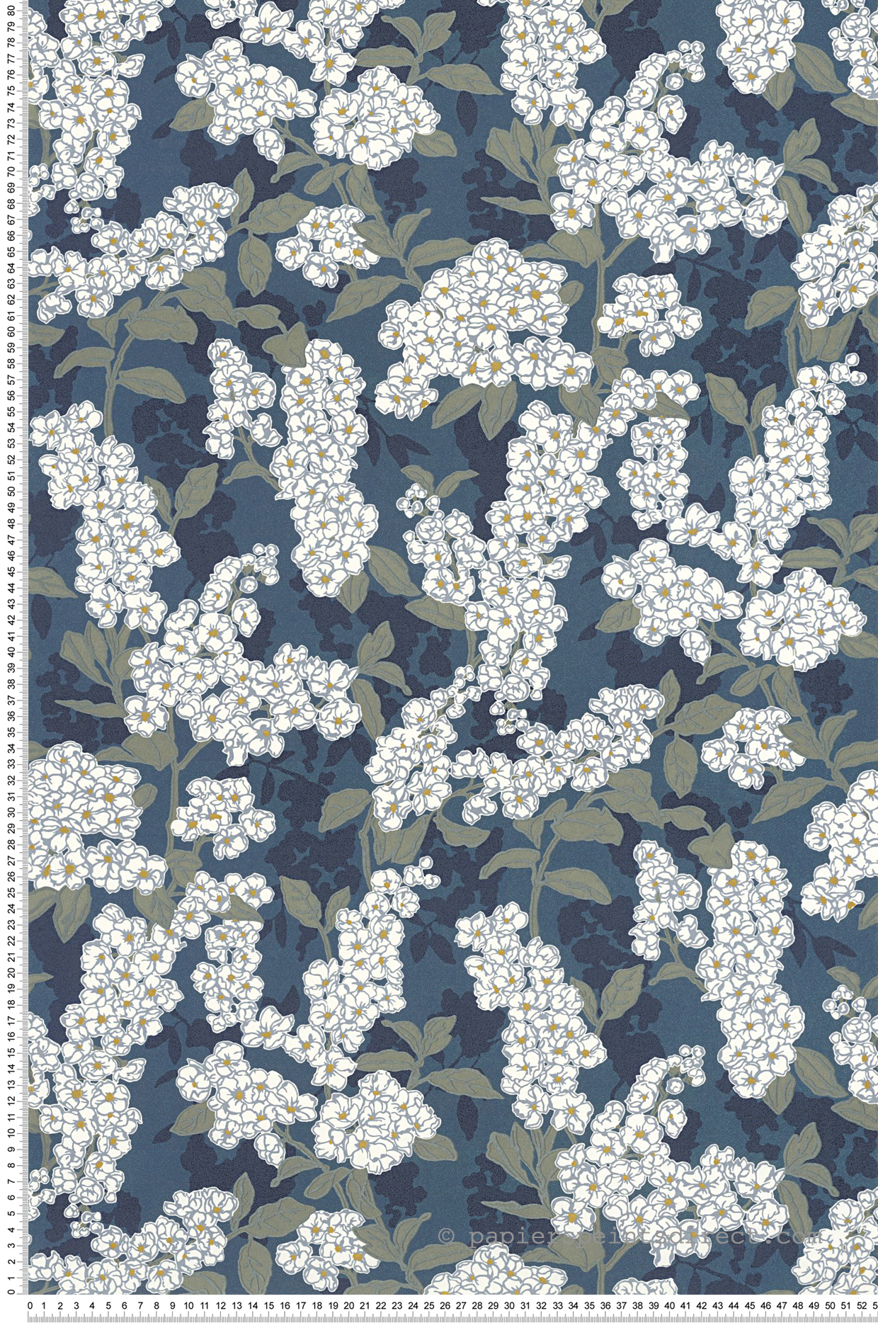 Papier peint Fleurs Ume bleu encre - Kyoto de Casadéco | Réf. KYTO88736958