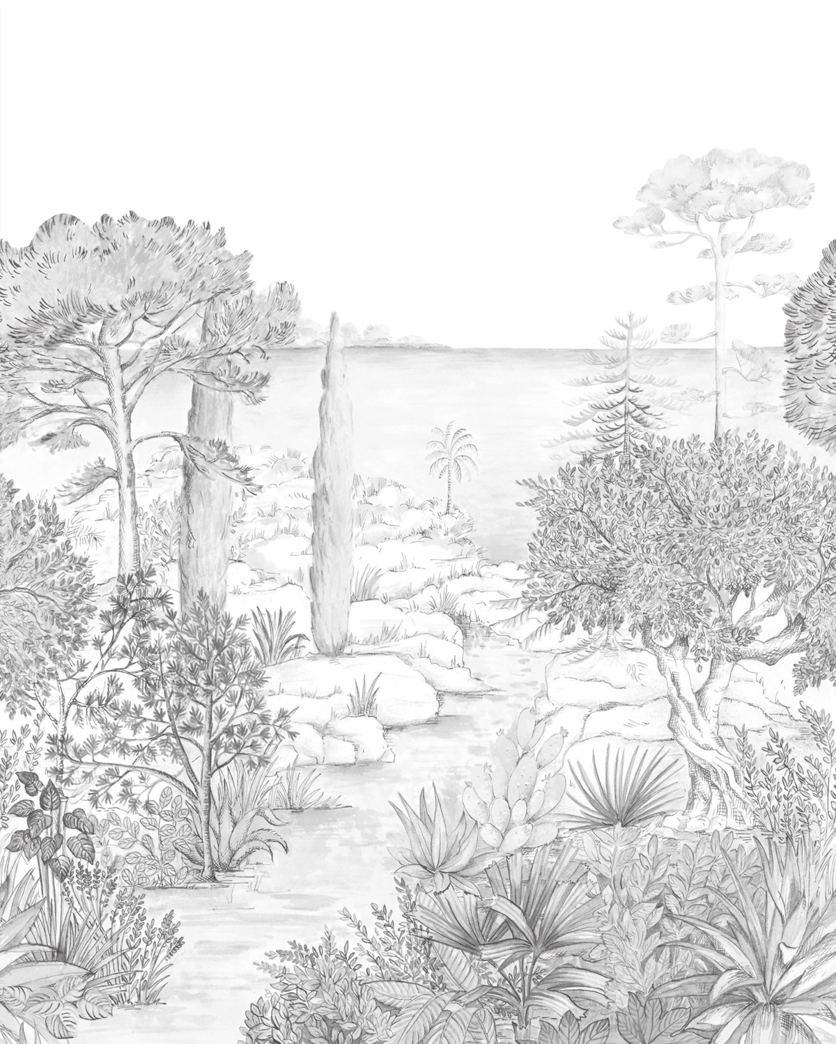 Papier peint Panoramique Paysage Southern Painting noir et blanc 200X250 - Moonlight 3 de Casélio | Réf. MNL3104710905