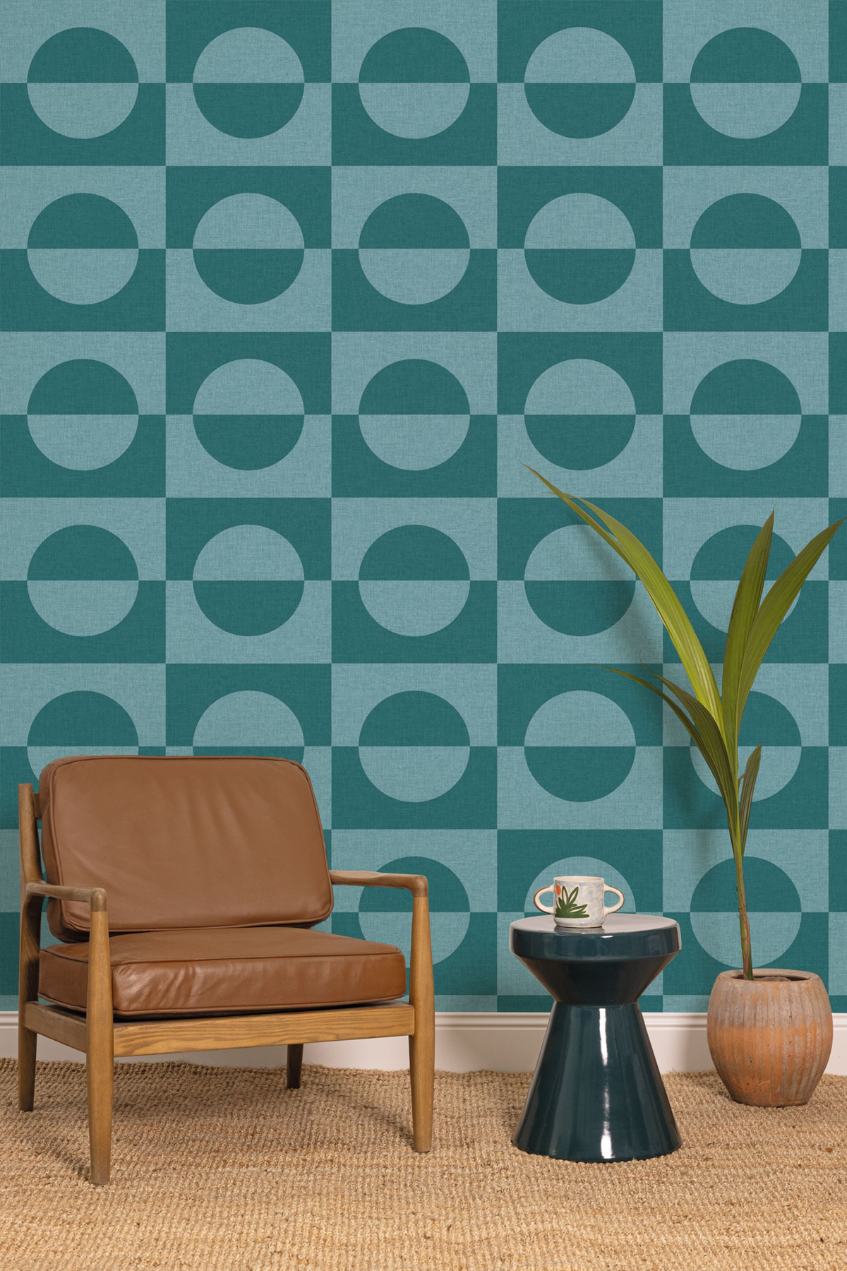 Papier peint Géométrique Vintage Etendu bleu canard - XXL de Casélio | Réf. XXL104576000