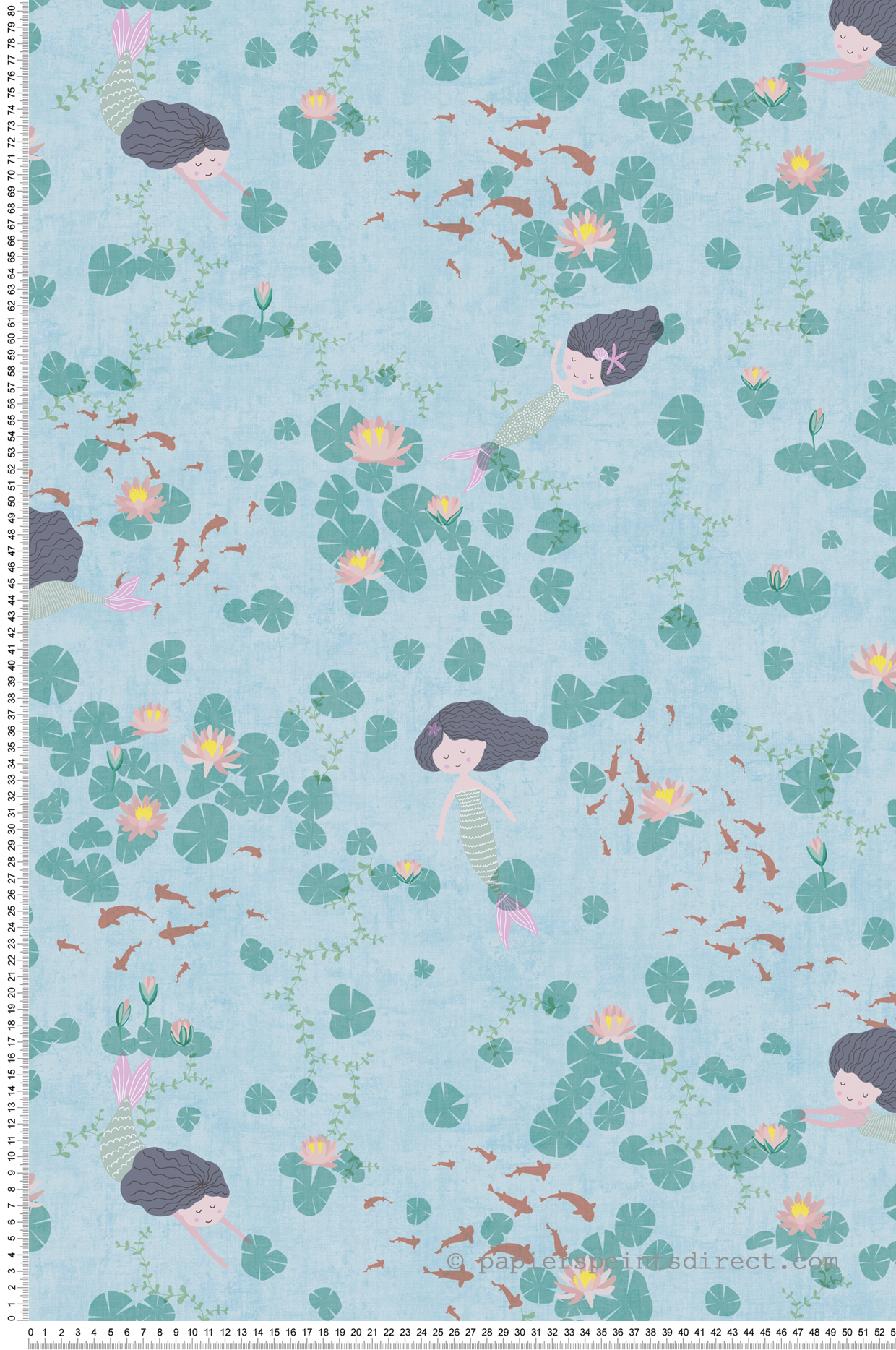Papier peint Sirène et Nénuphar turquoise - Lilly & Luis d'A.S. Création | Réf. AS-771461