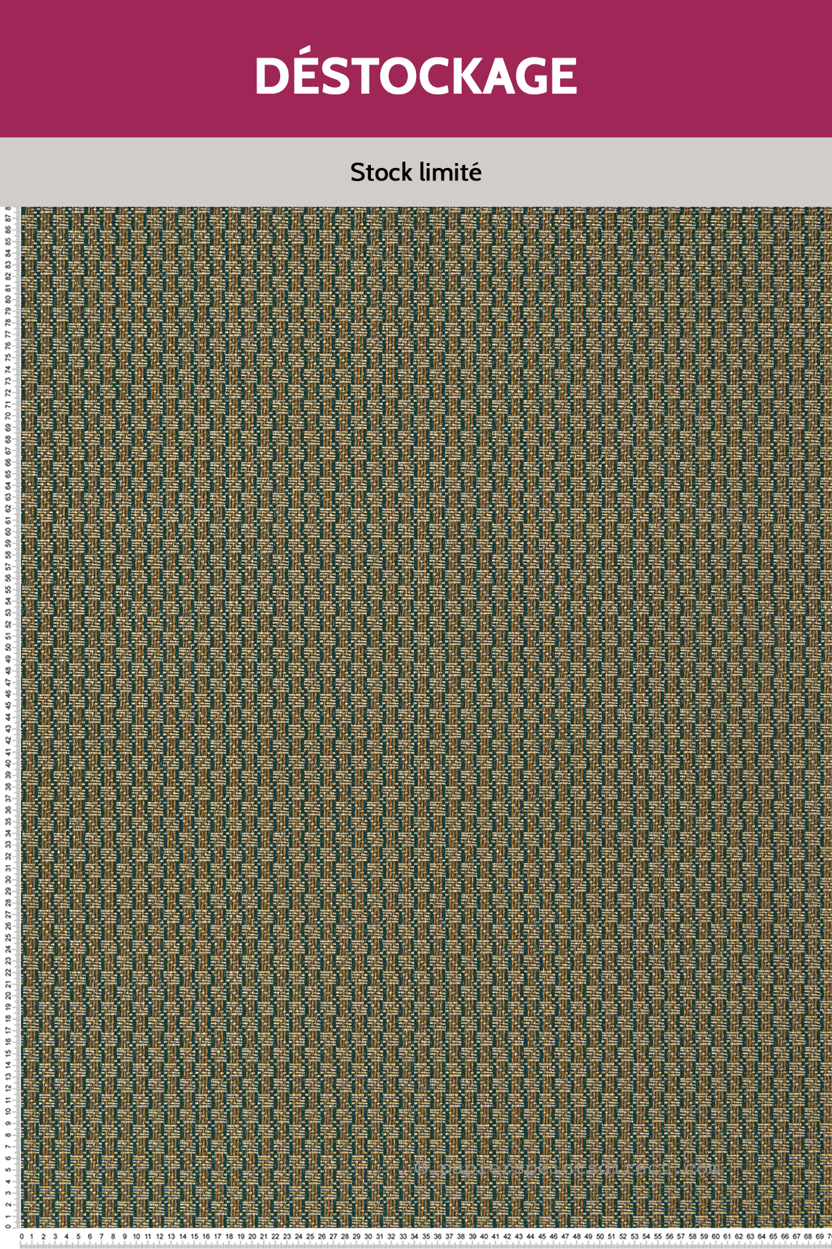 Papier peint Destockage - Tissage Trenza vert émeraude - Manille de Casamance