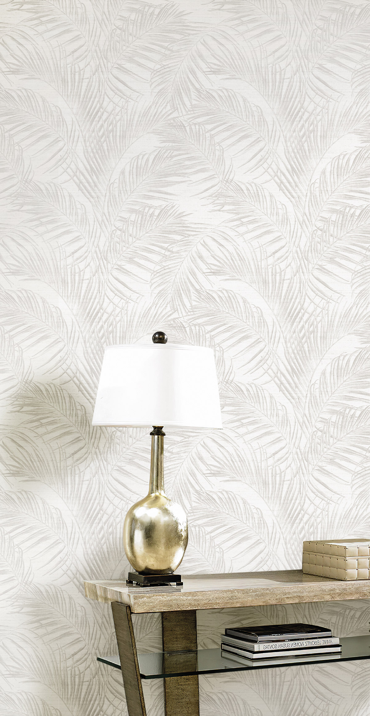 Papier peint Palmes Vintage Relief crème nacré - Opera de Montecolino | Réf. MC-OP33310