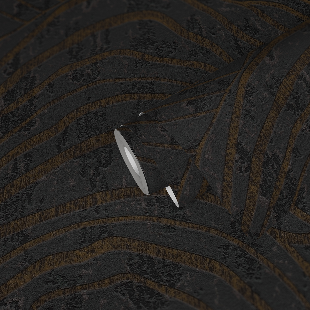 Papier peint Vague Okusai anthracite or cuivré - Jade 2 d'A.S. Création AMB4 | Réf. AS-395073