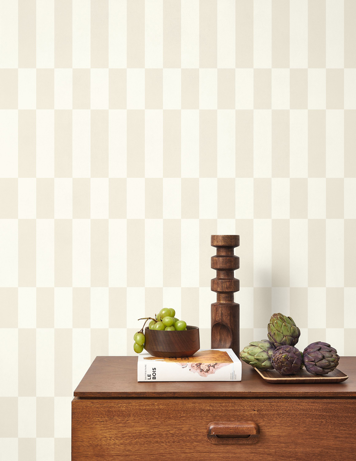 Papier peint Damier Rectangle Diner argenté blanc - Milano Sixties de Casadéco | Réf. MISI89340111