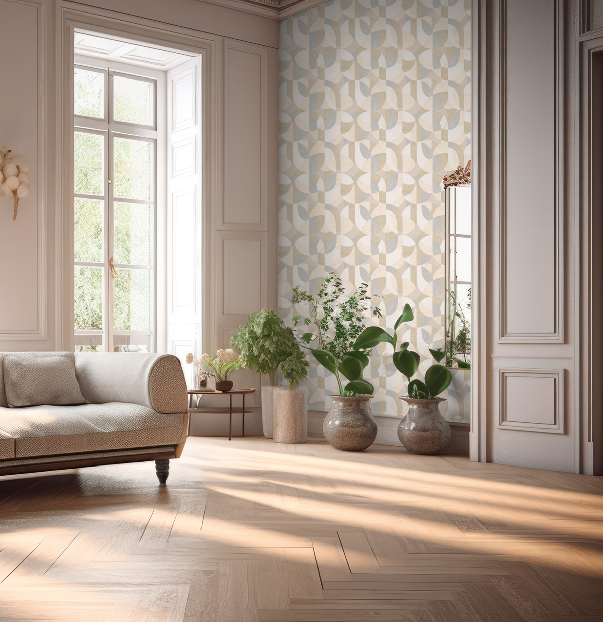 Papier peint Graphique Abstrait gris mastic - French Affair d'A.S. Création AMB2 | Réf. AS-399324