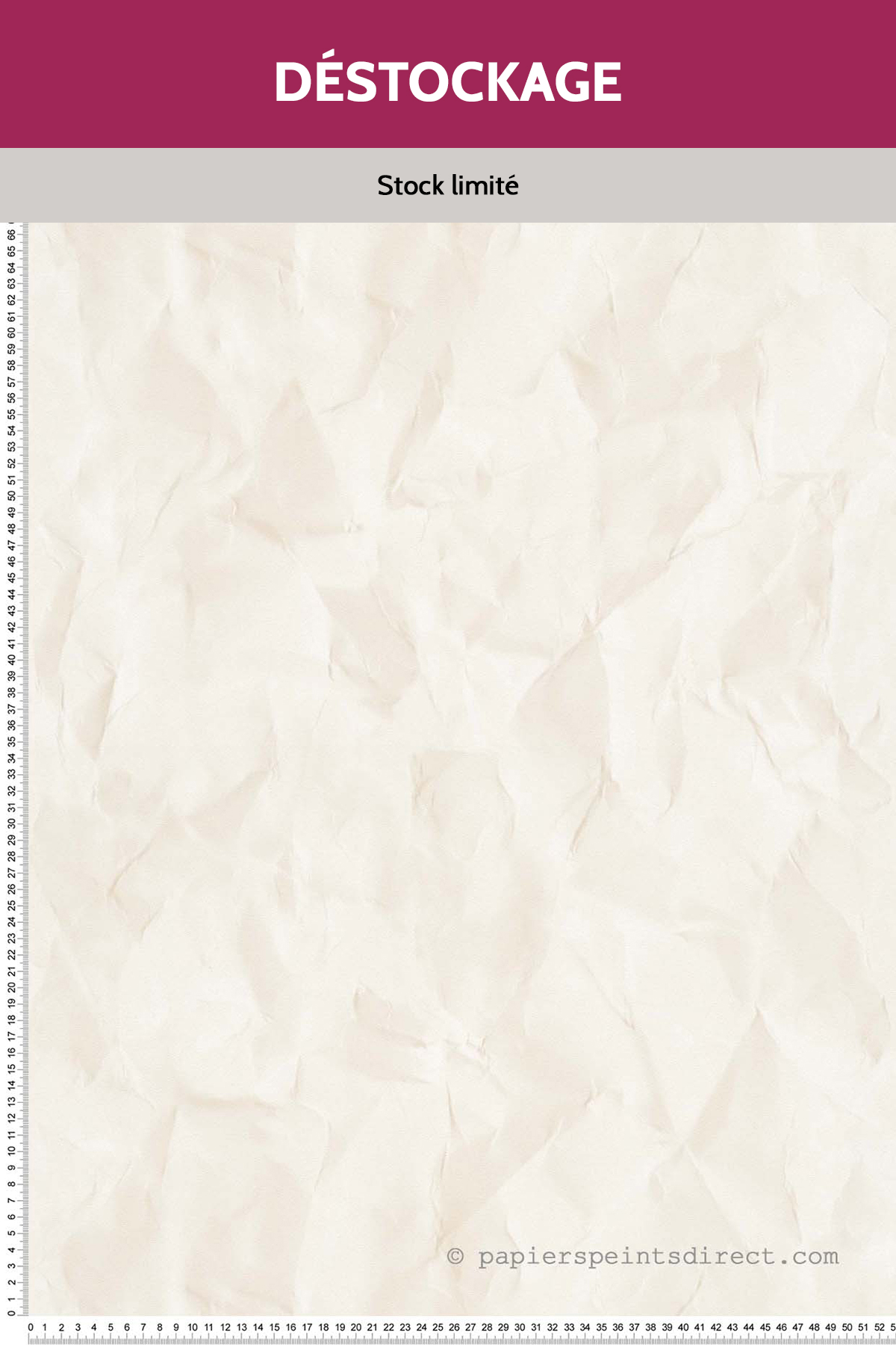 Papier peint Destockage - Papier froissé beige - Free Nature AS Création