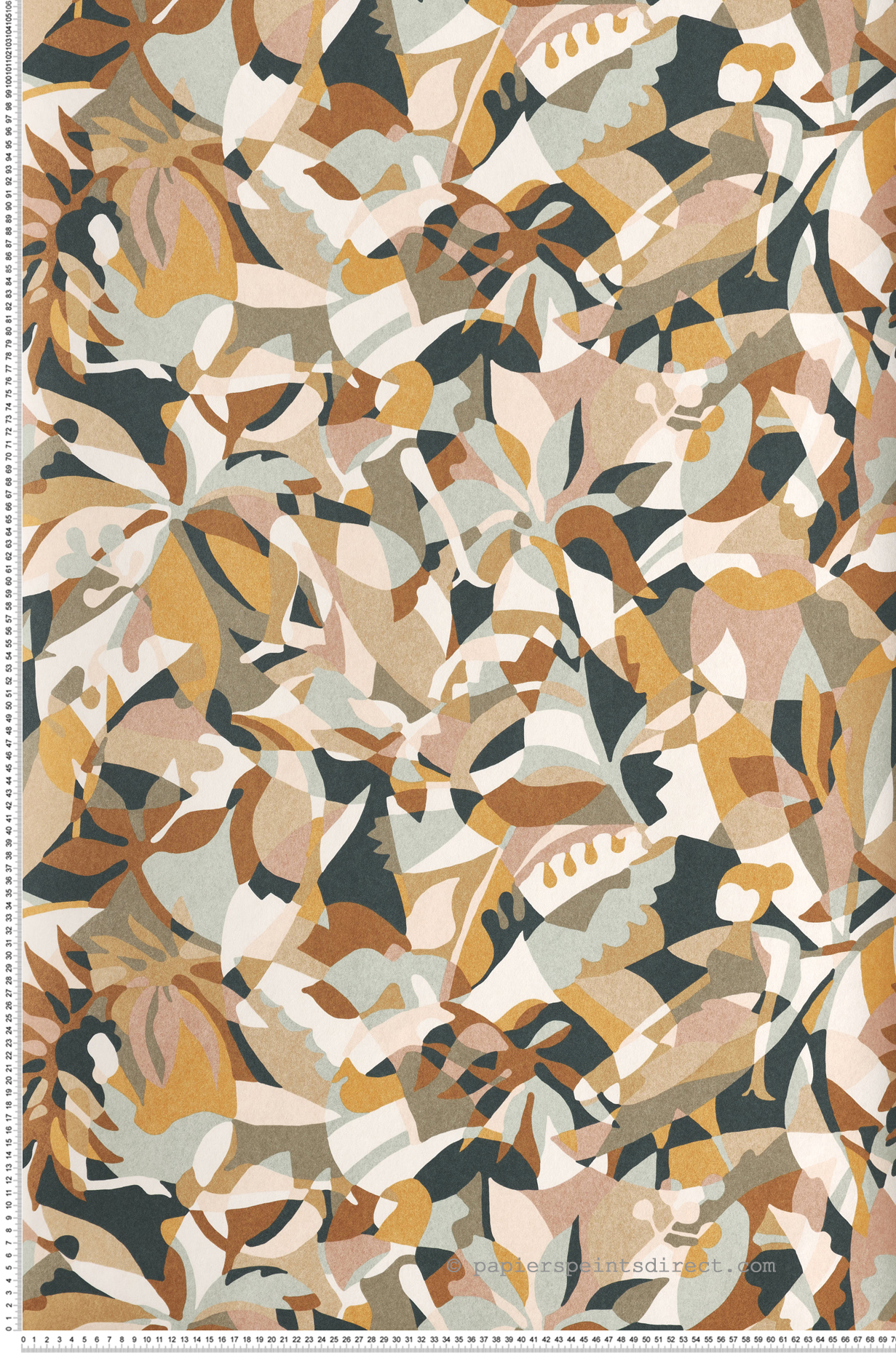 Papier peint Femme Abstrait Plongeon céladon marron - L'Ile aux Oiseaux de Casamance | Réf. CAS-75880712