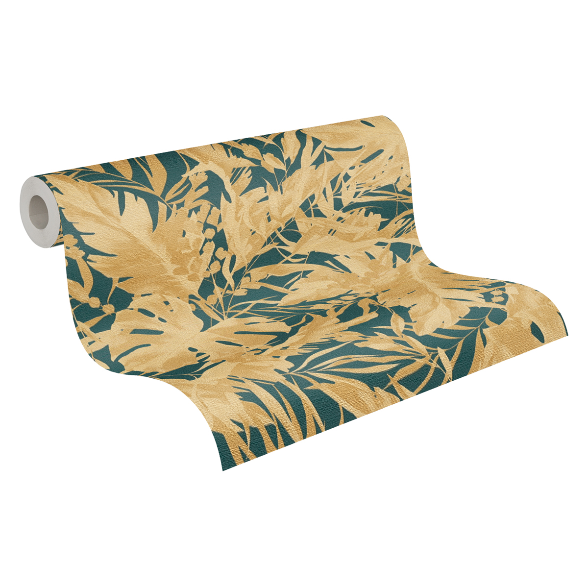 Papier peint Jungle Végétaux Earthlines bleu canard doré - Cosmoliving d'A.S. Création ROLL | Réf. AS-790636